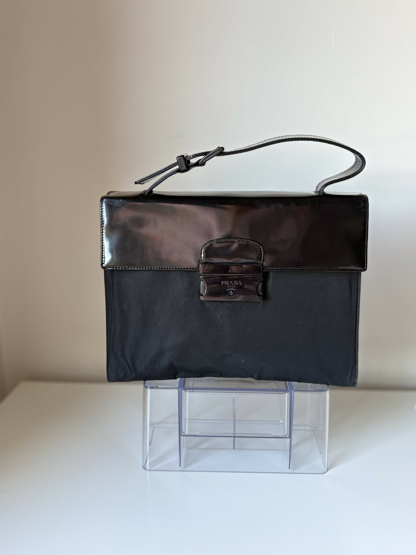 Prada leather top handbag