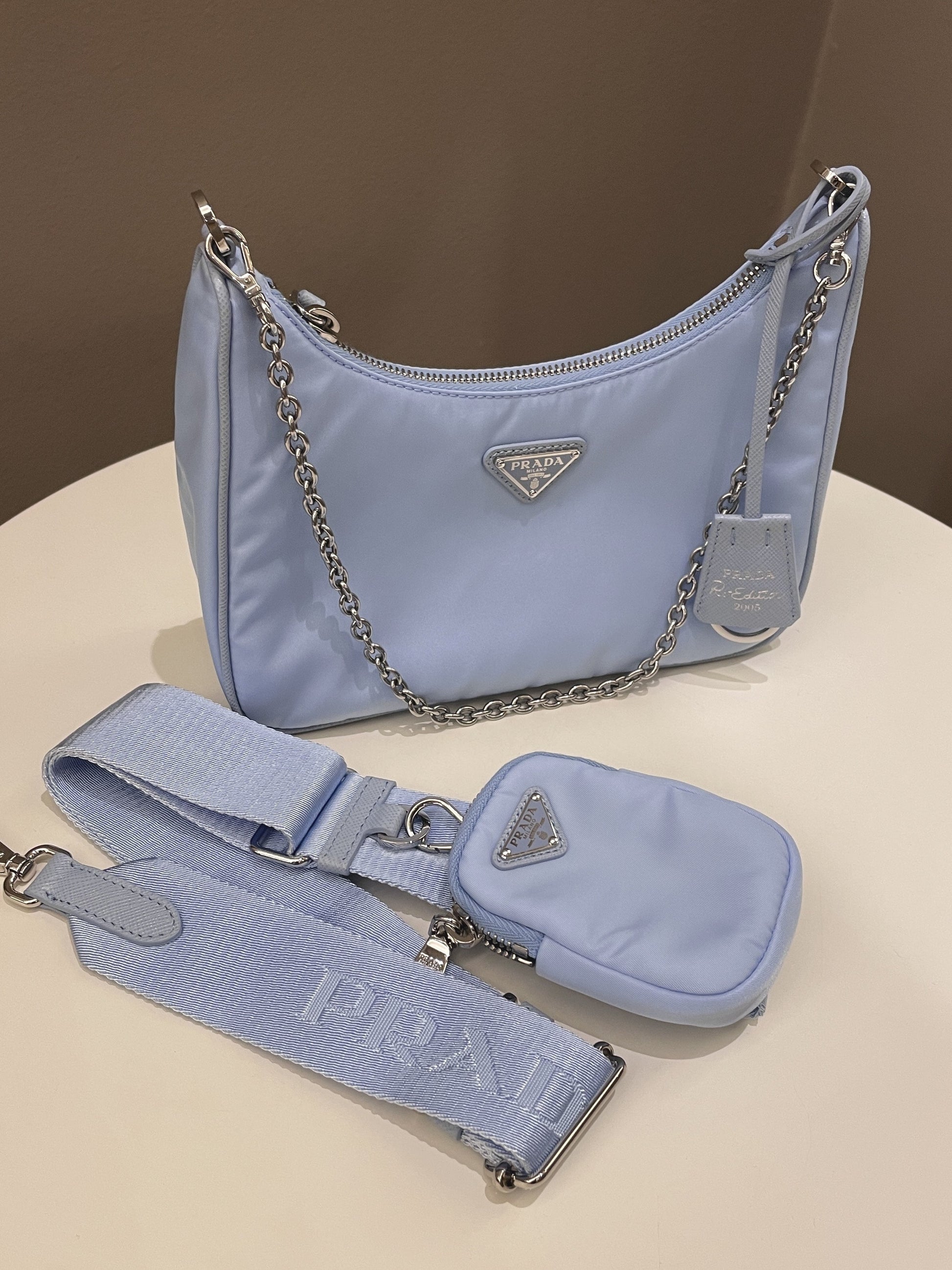 Prada Re-Edition Nylon Bag Sky Blue Nylon