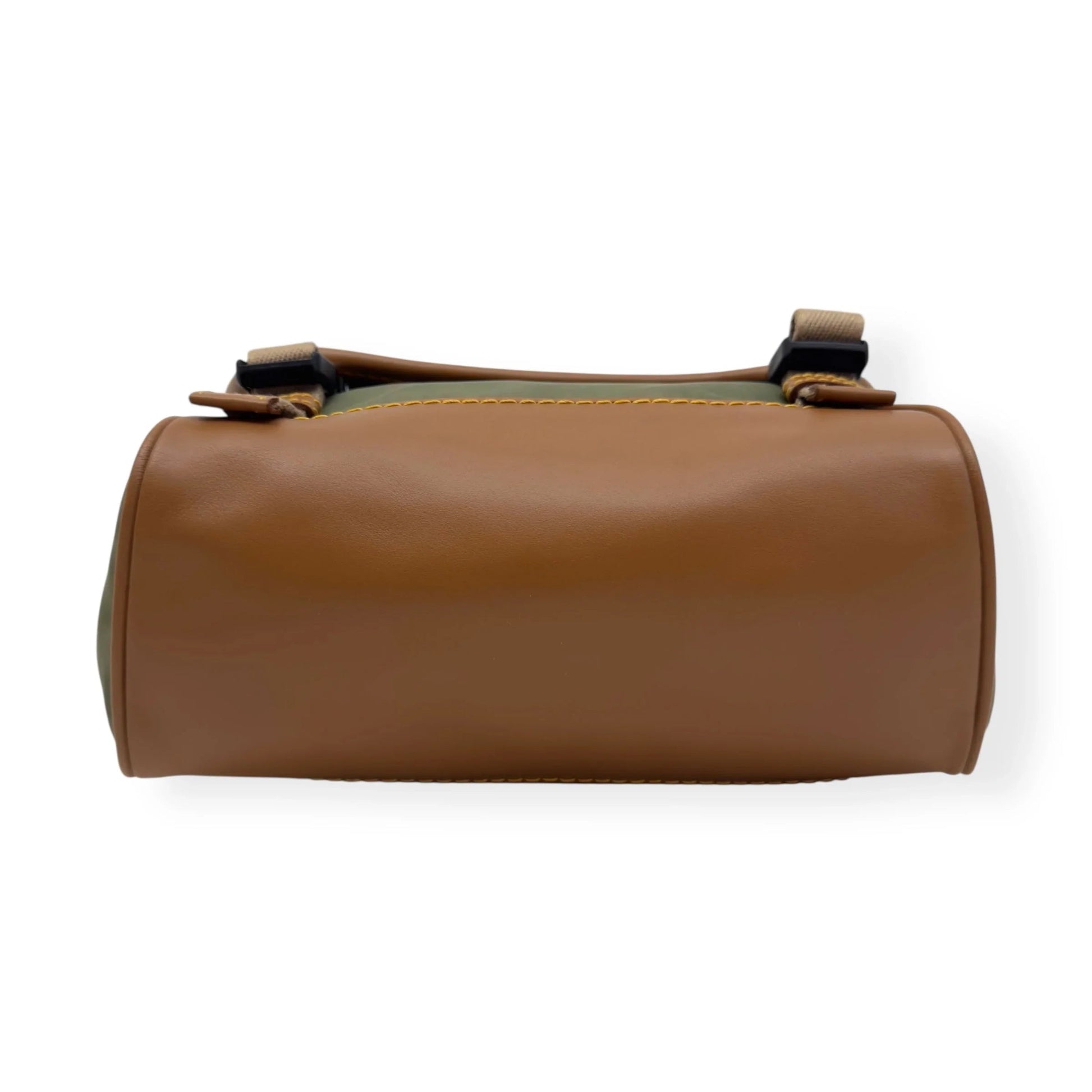 PRADA RE-NYLON AND LEATHER SHOULDER BAG MILITARY GREEN / CARAMEL S