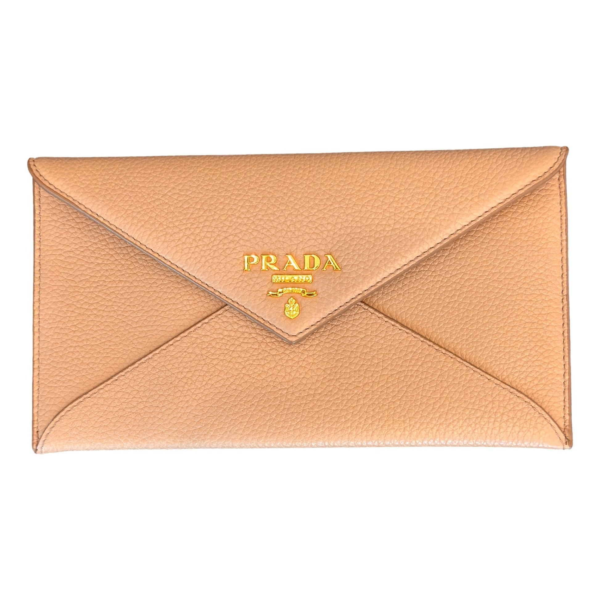 Prada Beige Vitello Grain Leather Long Envelope Wallet
