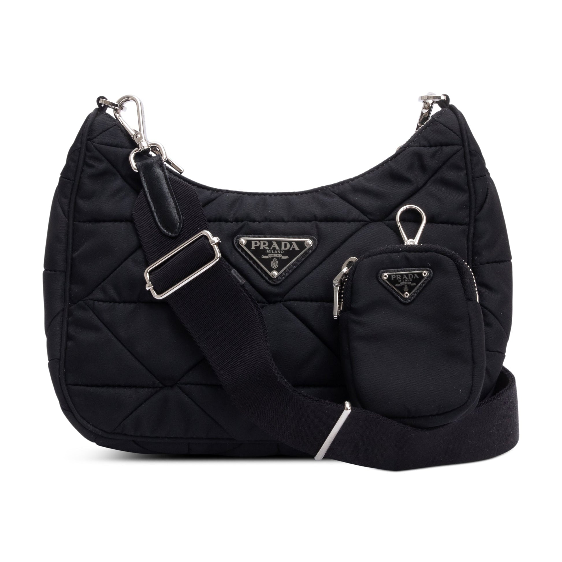 Prada 2021 Black Padded Re-Nylon Shoulder Bag