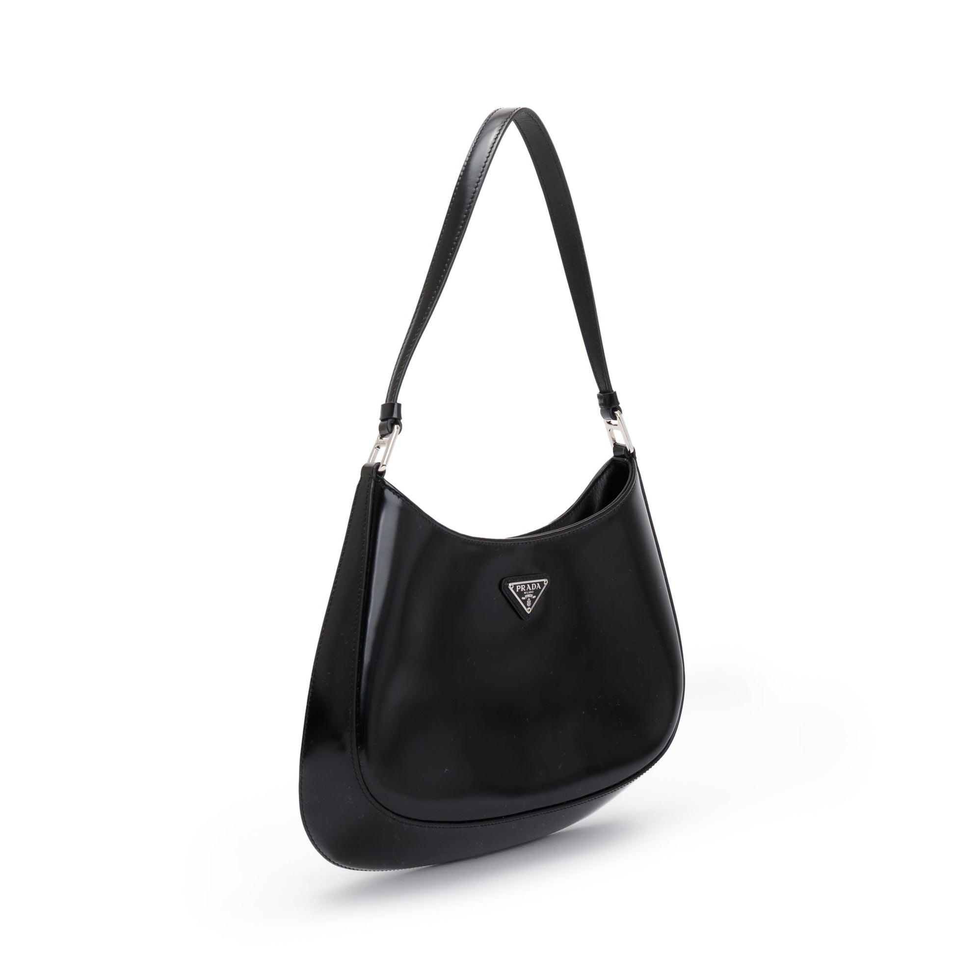 Prada 2021 Black Spazzolato Leather Cleo Bag