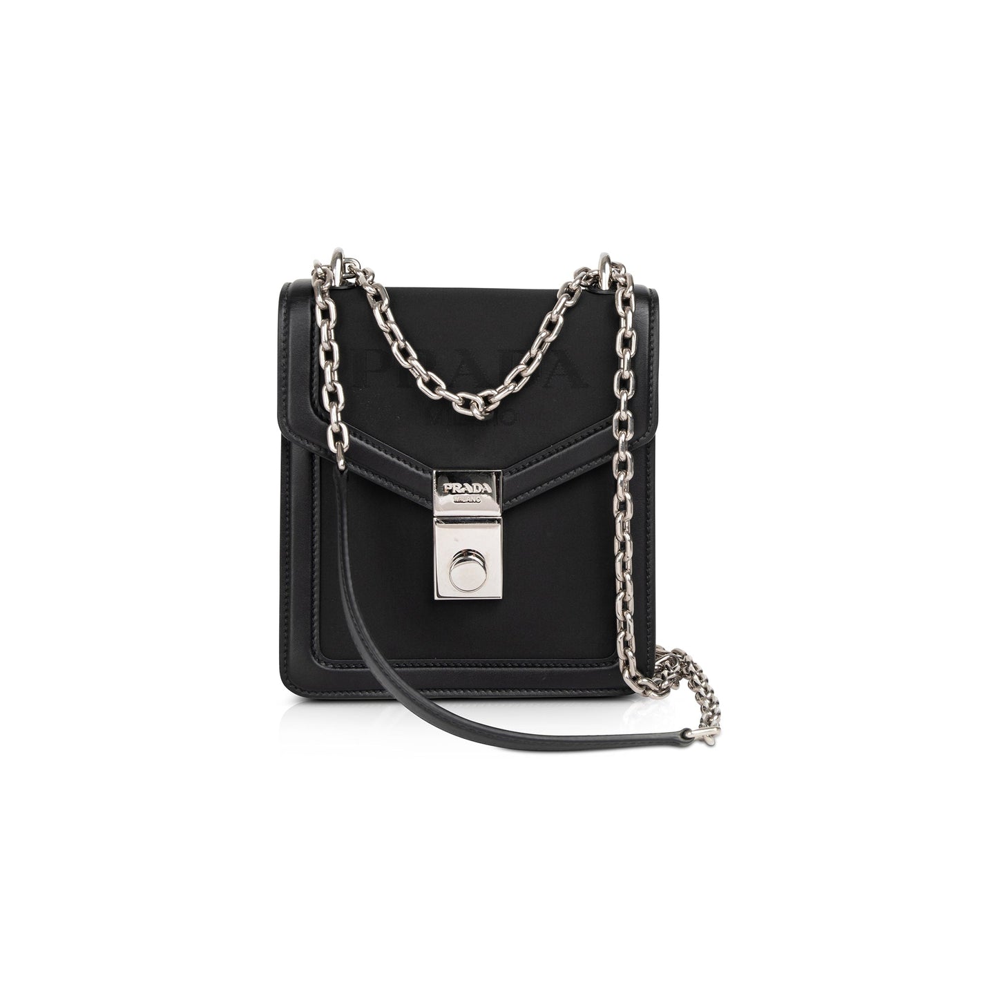 Prada 2021 Tessuto Flap Lock Chain Shoulder Bag