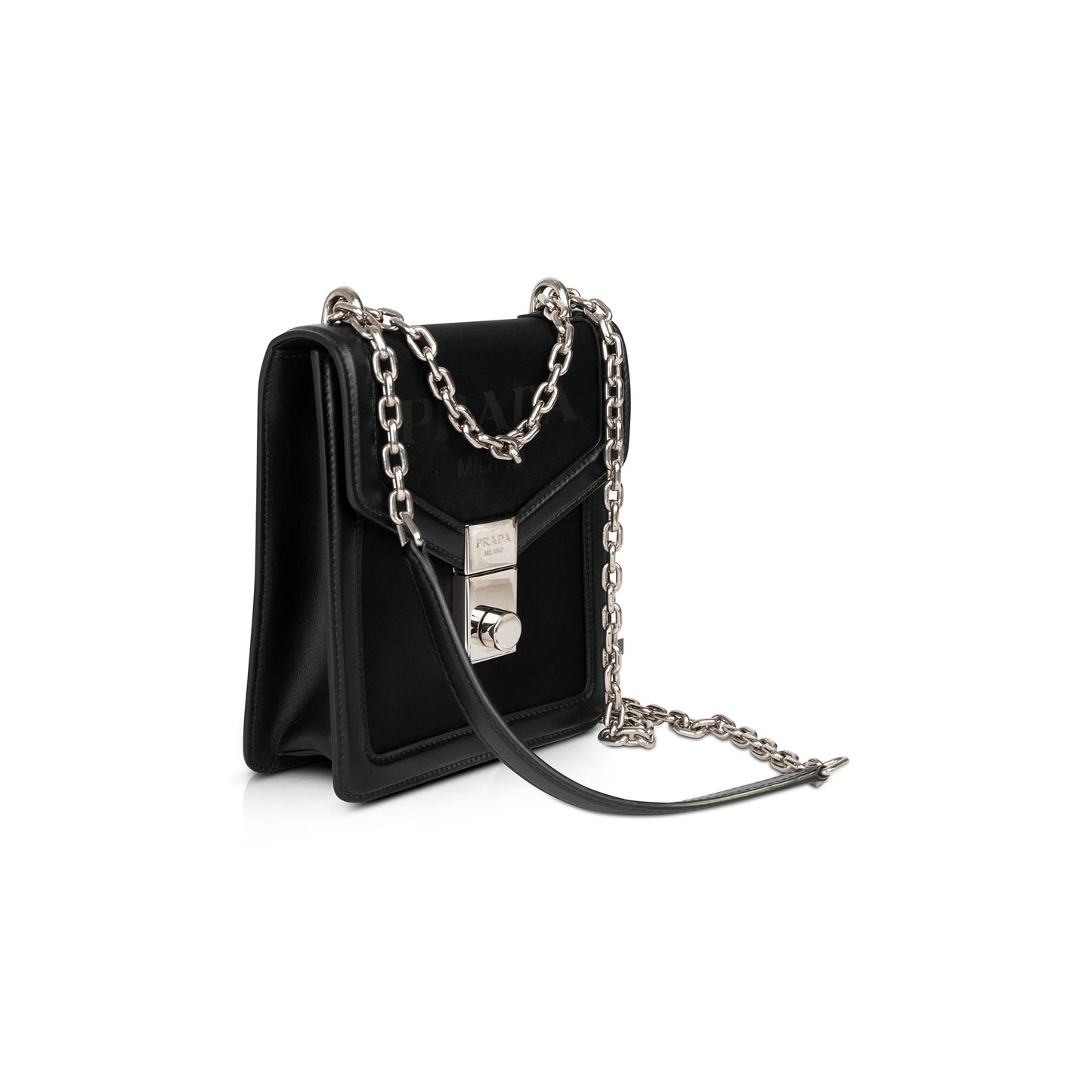 Prada 2021 Tessuto Flap Lock Chain Shoulder Bag