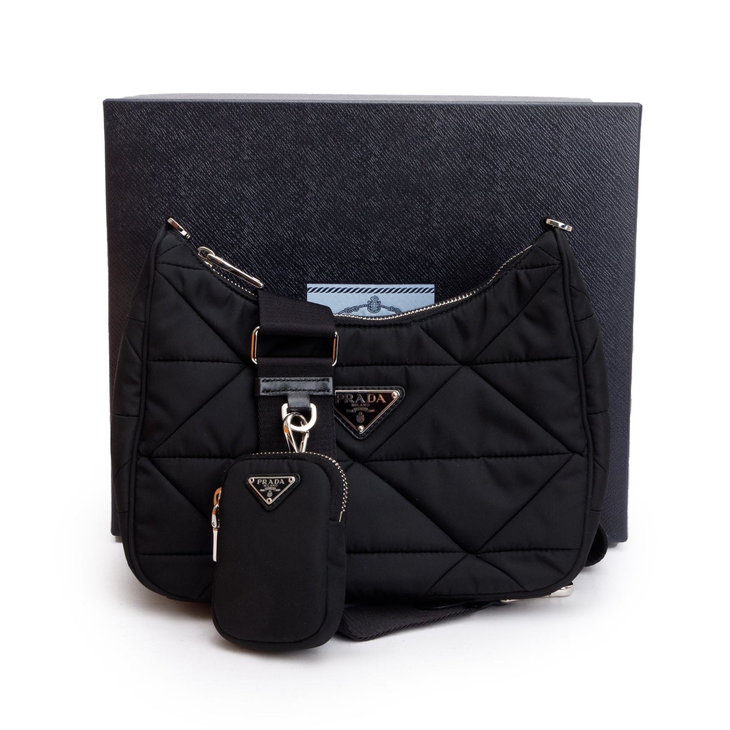 Prada 2022 Black Padded Re-Nylon Shoulder Bag