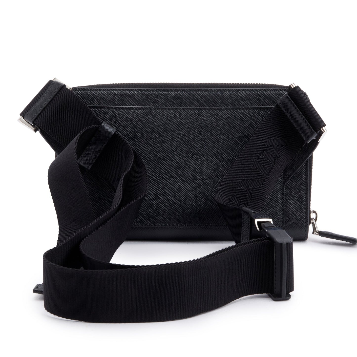 Prada 2022 Black Saffiano Travel Leather Belt Bag