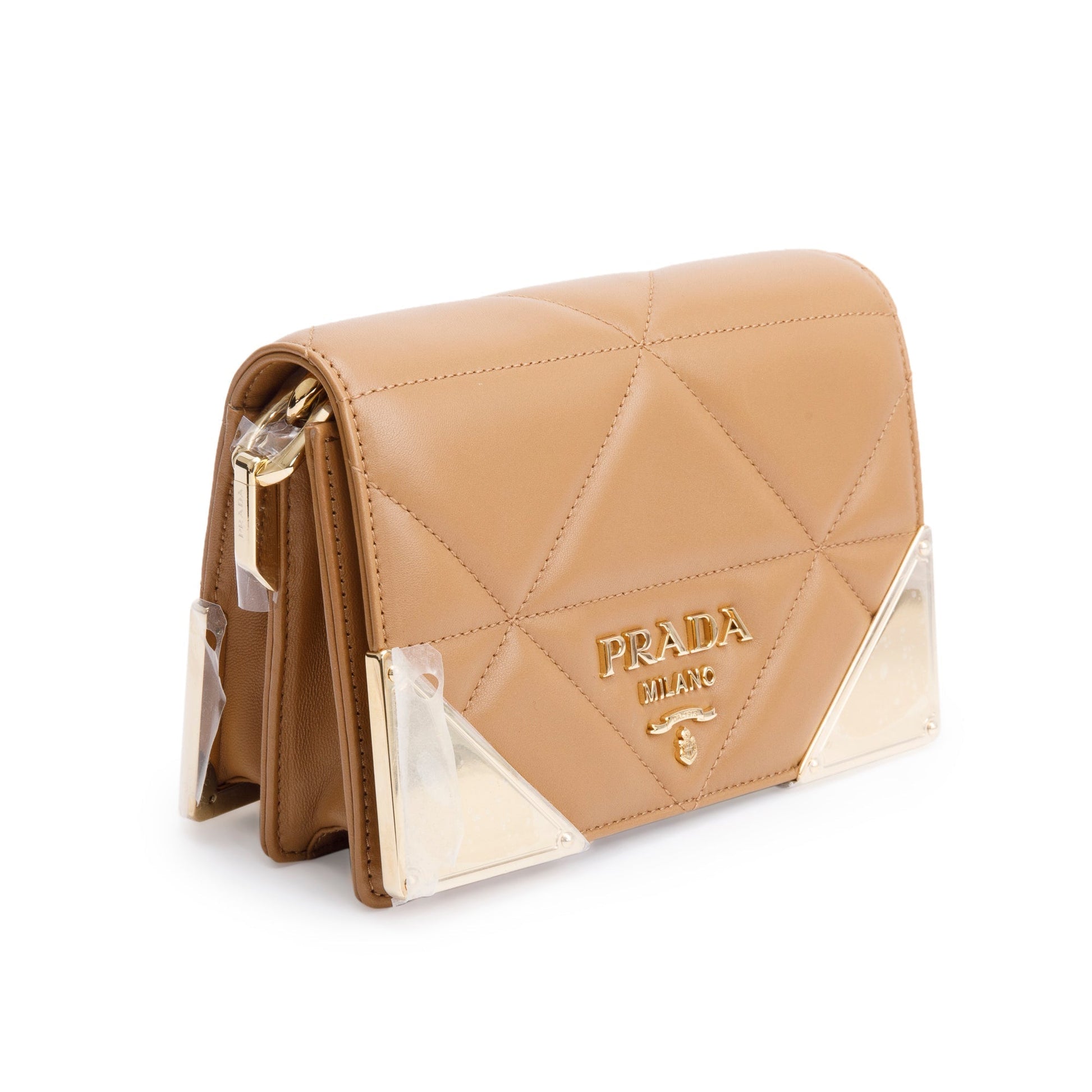Prada 2024 Beige Quilted Nappa Leather Shoulder Bag