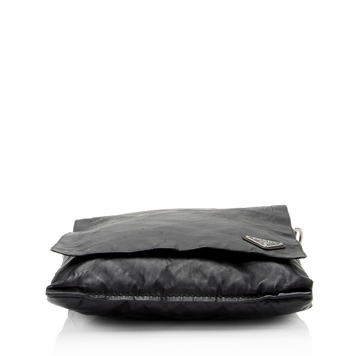 Prada Aged Calfskin Flap Messenger Bag (SHF-D2J23z)