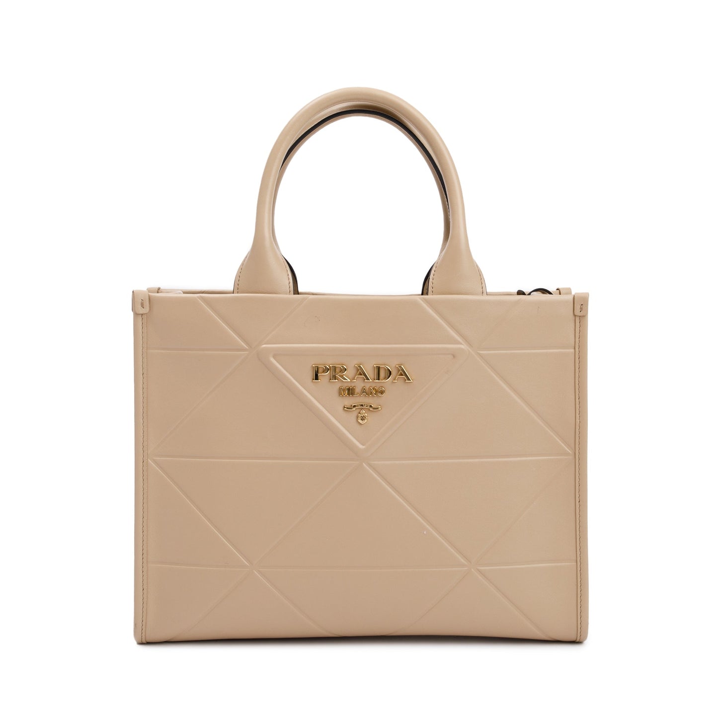 Prada Beige Leather Small Symbole Tote Bag