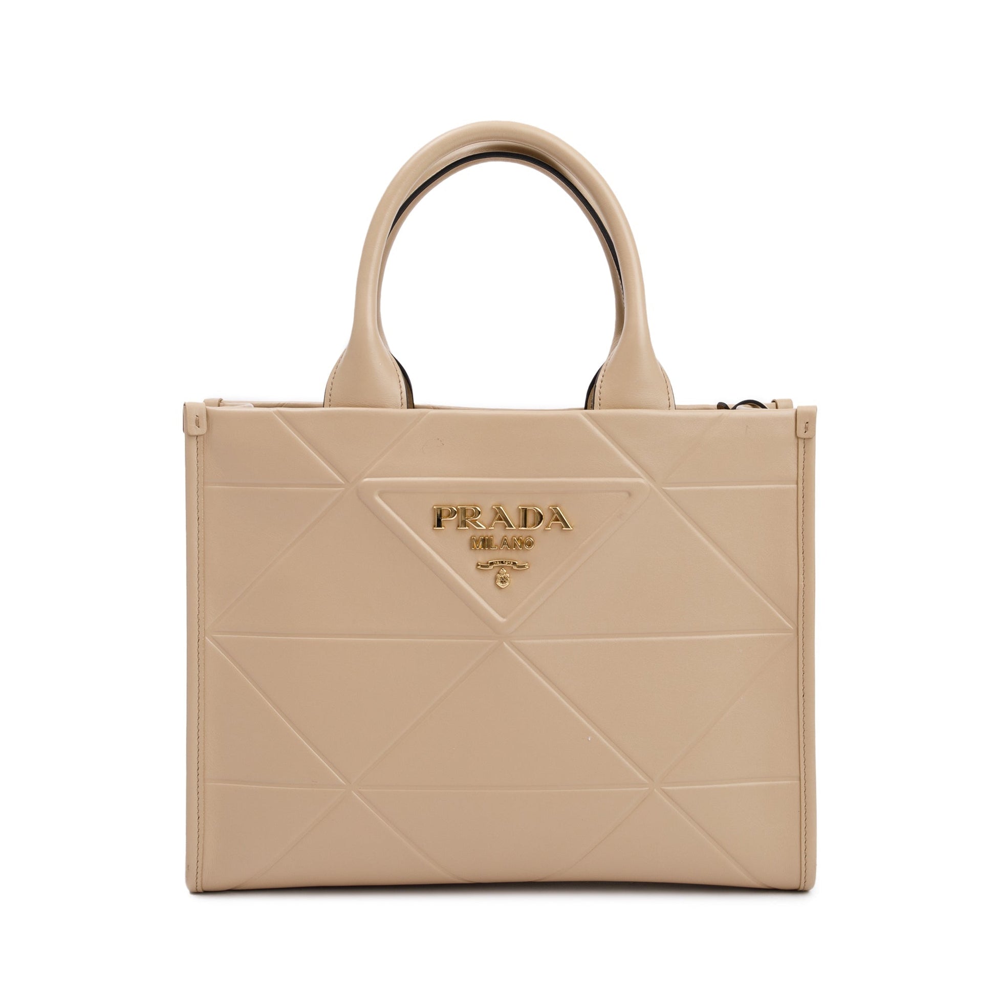 Prada Beige Leather Small Symbole Tote Bag