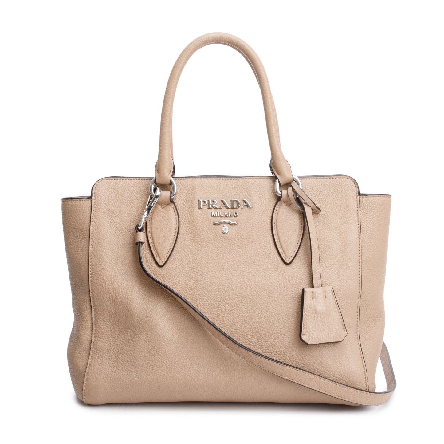 Prada Beige Vitello Phenix Two-Way Zip Tote