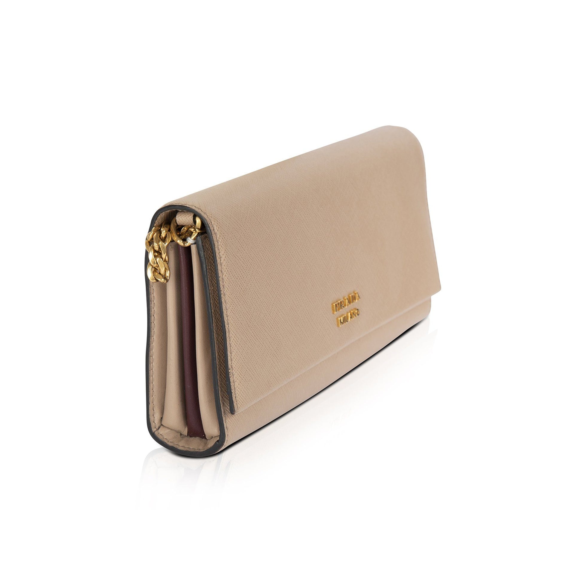 Prada Biblioteque Saffiano Chain Clutch