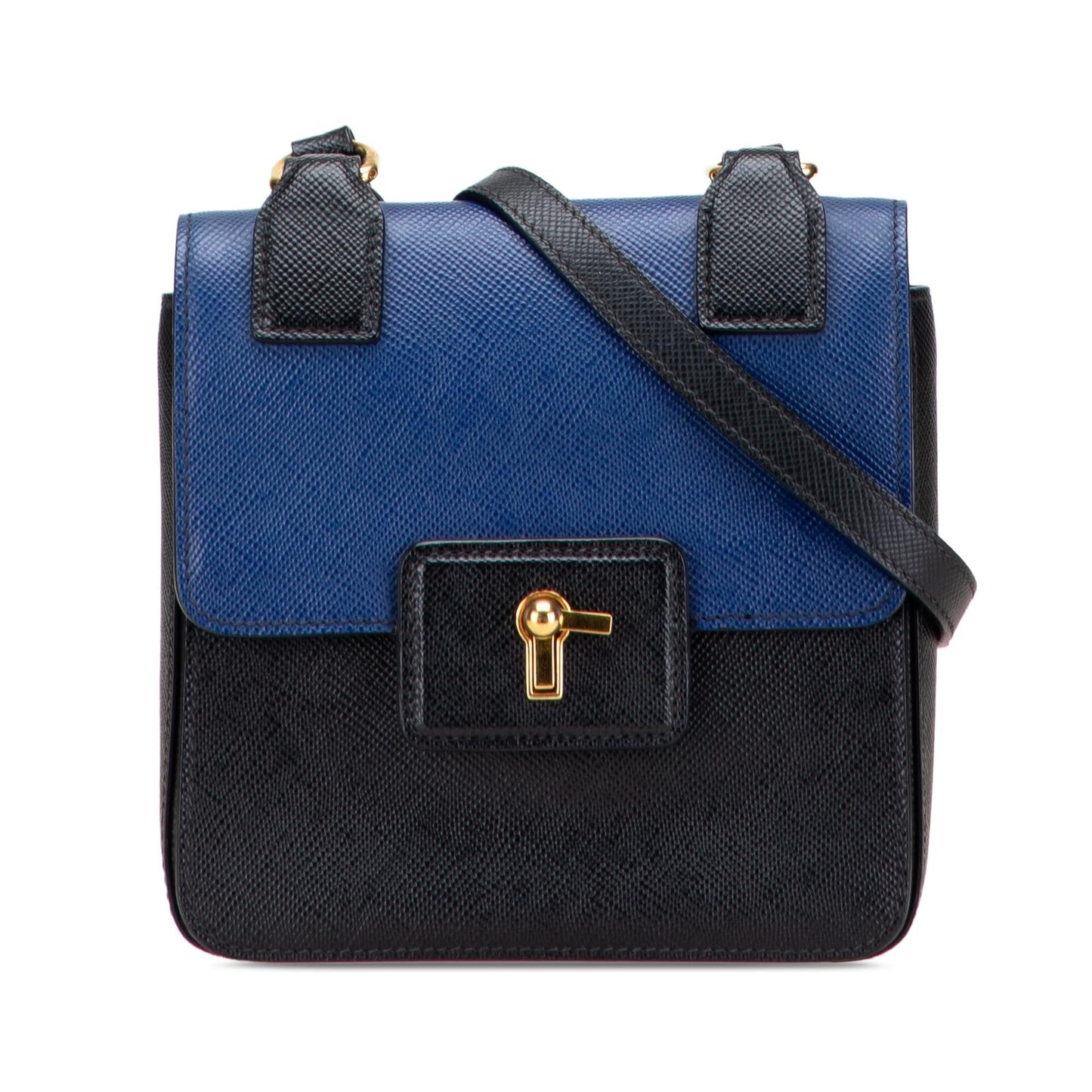 Prada Bicolor Saffiano Cuir Flap Crossbody