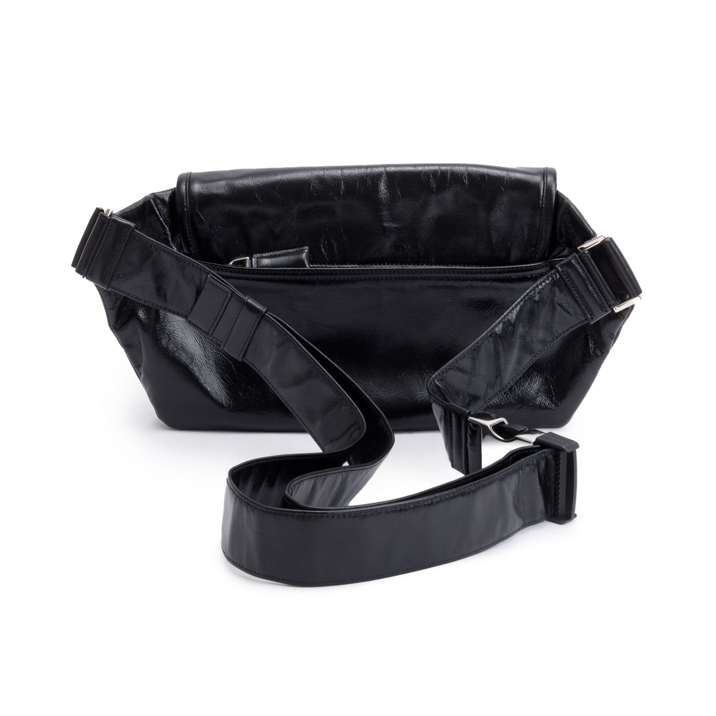 Prada Black Aged Calfskin Leather Belt Bag