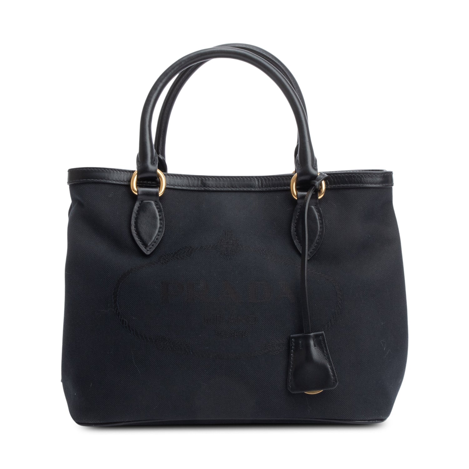 Prada Black Jacquard Logo Tote