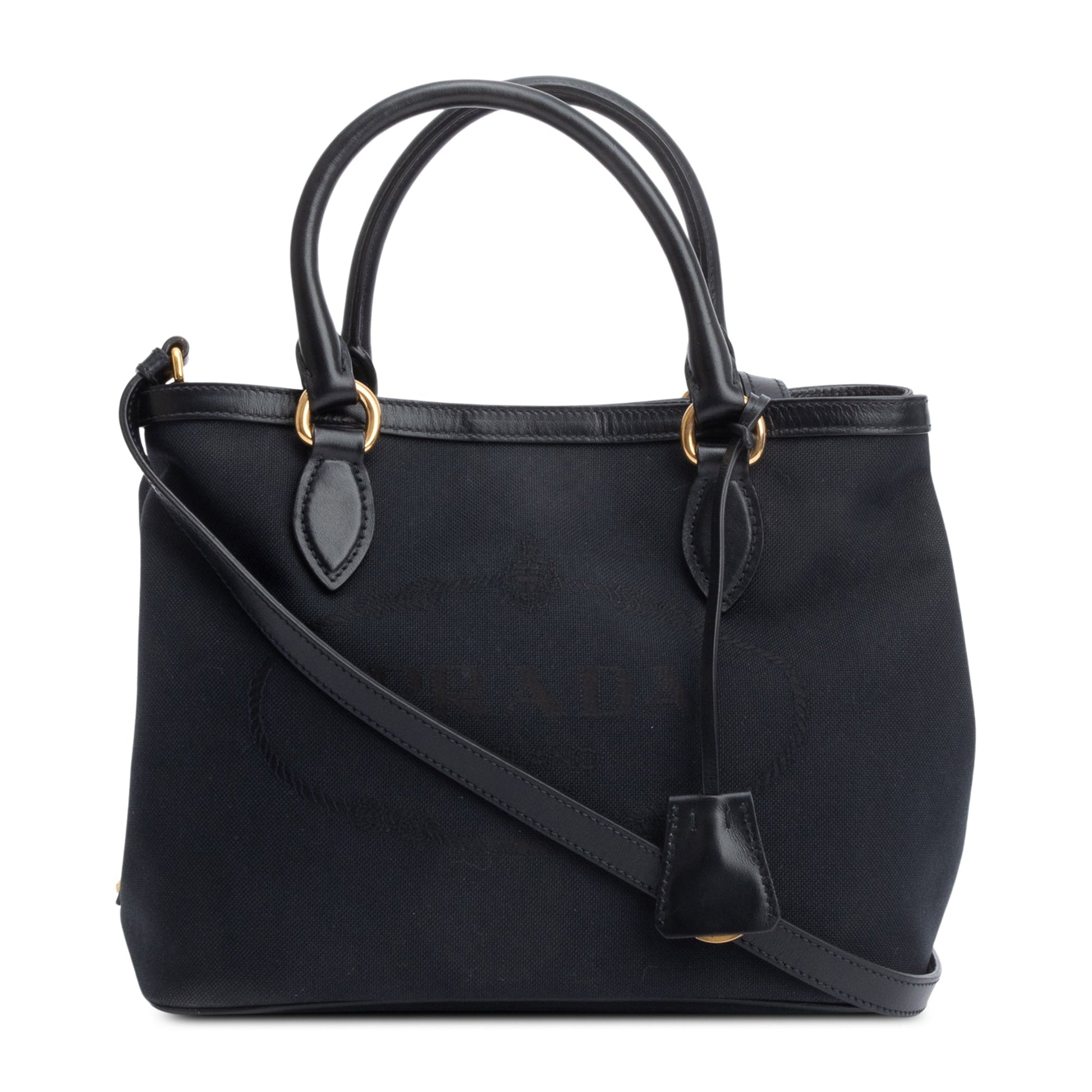 Prada Black Jacquard Logo Tote