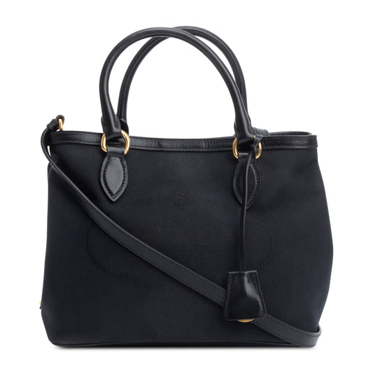 Prada Black Jacquard Logo Tote