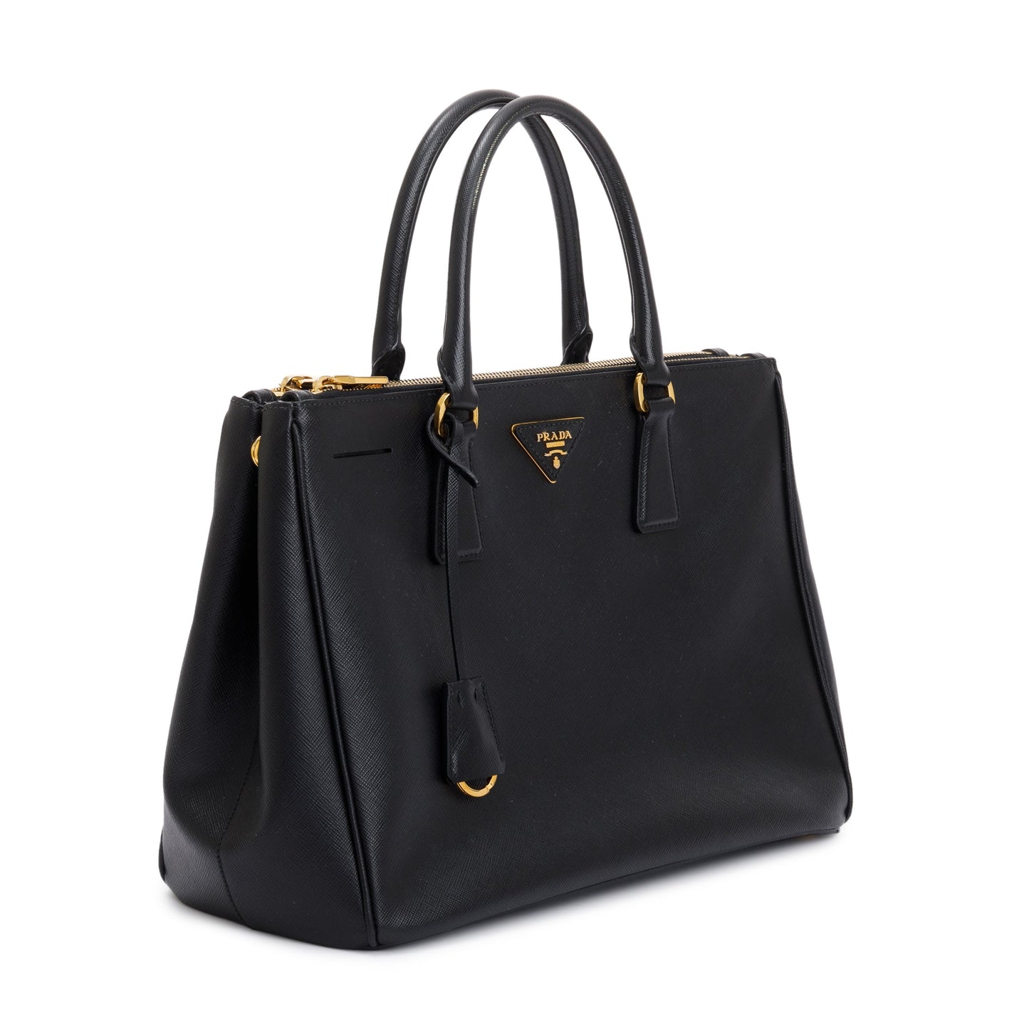 Prada Black Large Saffiano Lux Double Zip Galleria Tote