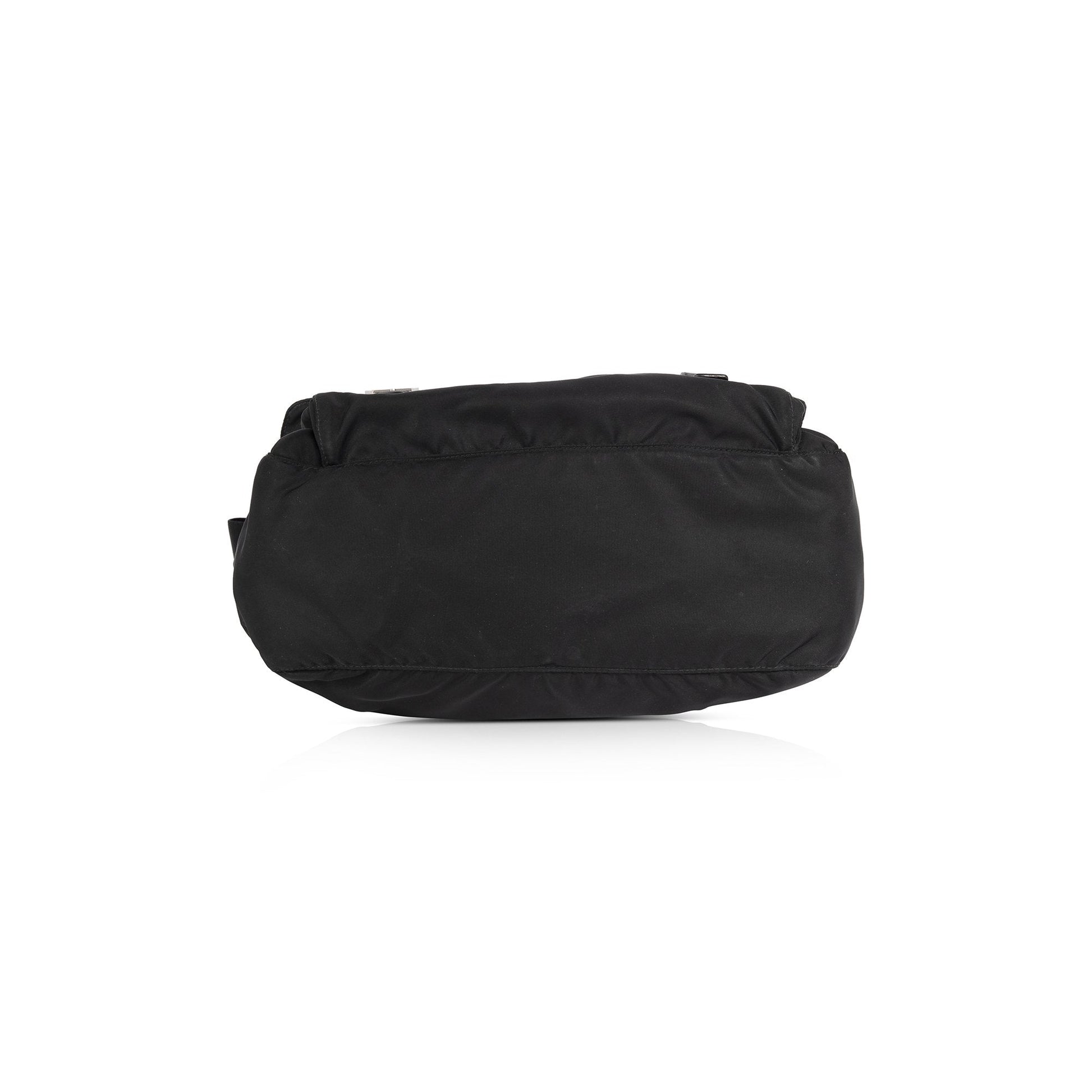 Prada Black Leather-Trimmed Tessuto Messenger Bag