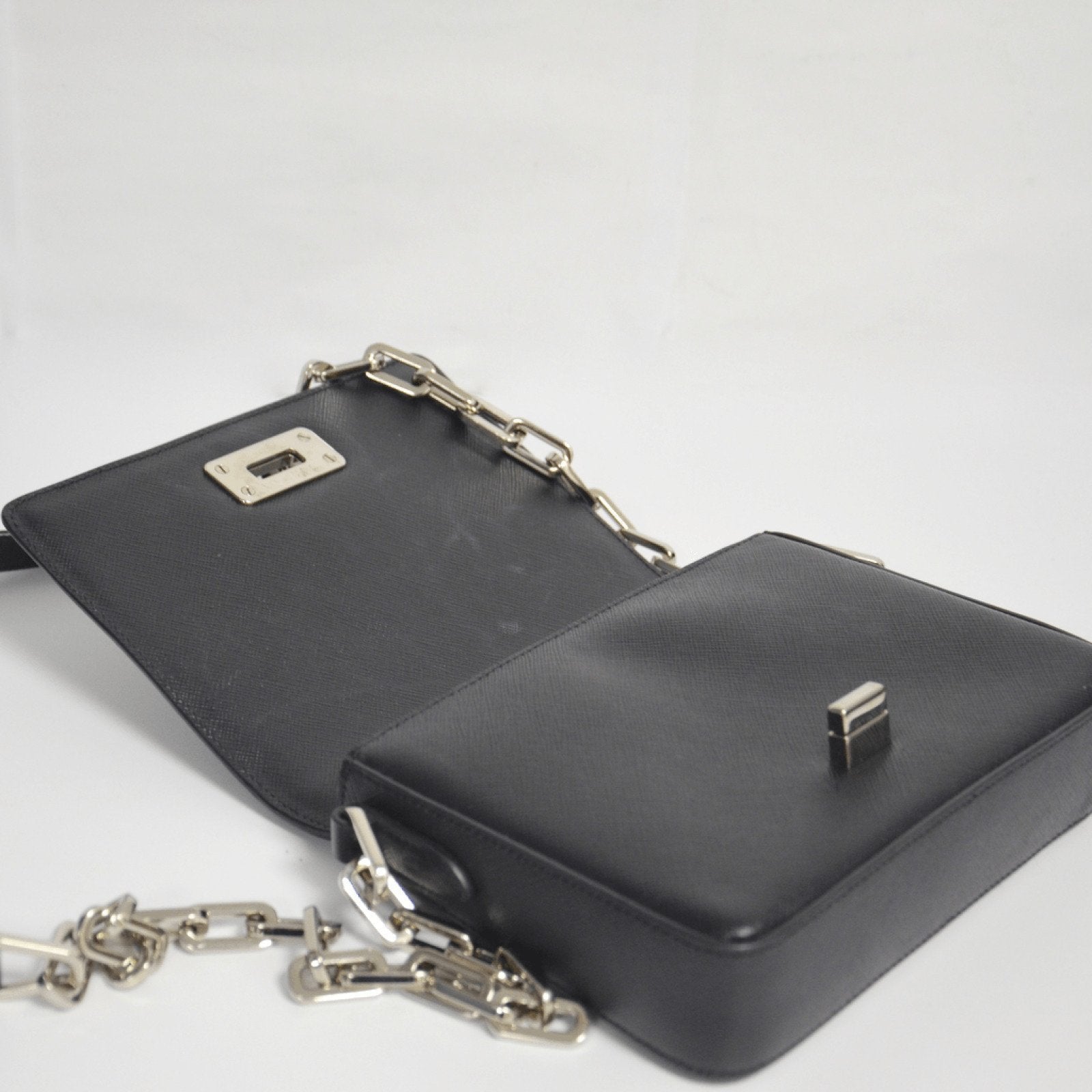 Prada Black Saffiano Chain Link Bag