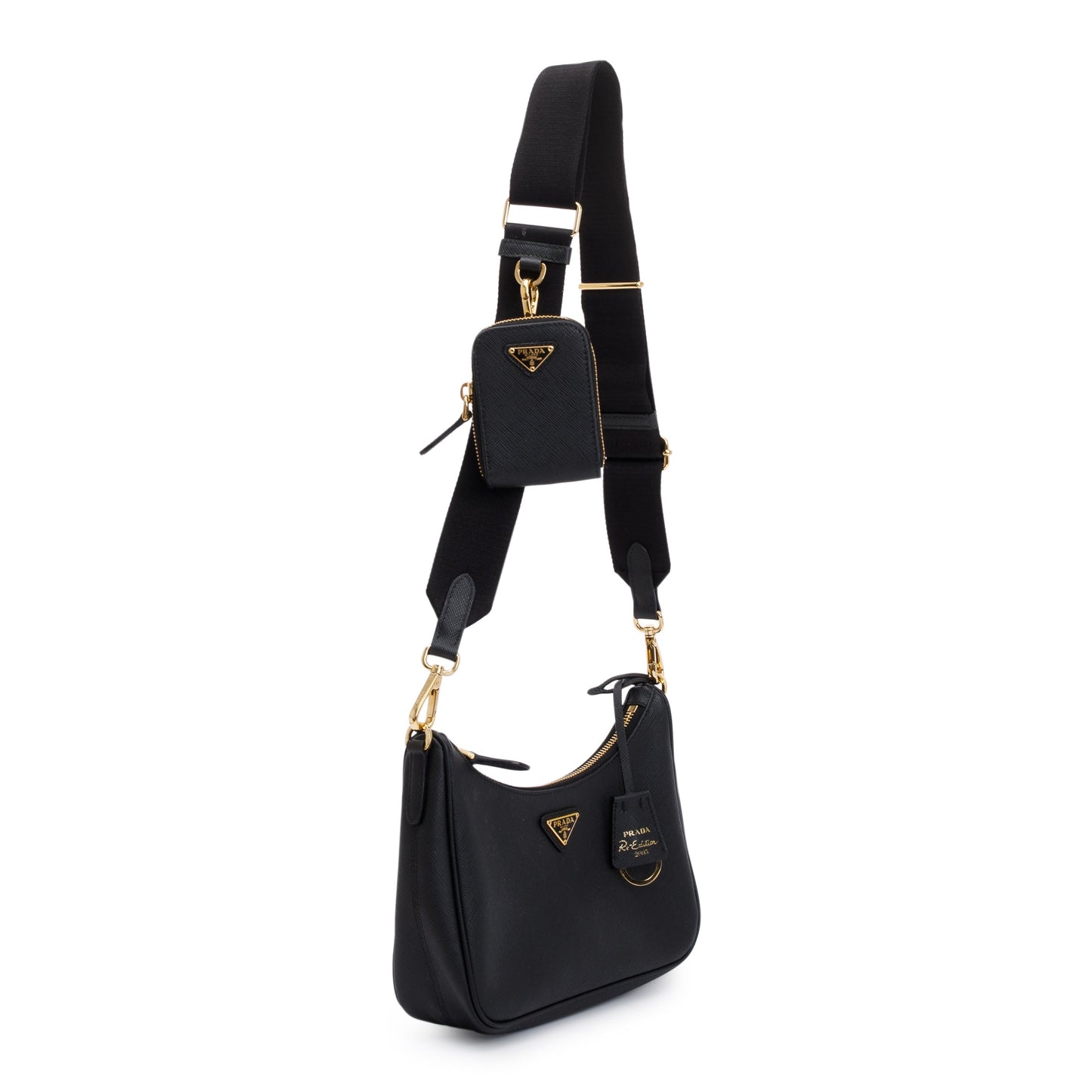 Prada Black Saffiano Leather Re-Edition 2005 Shoulder Bag
