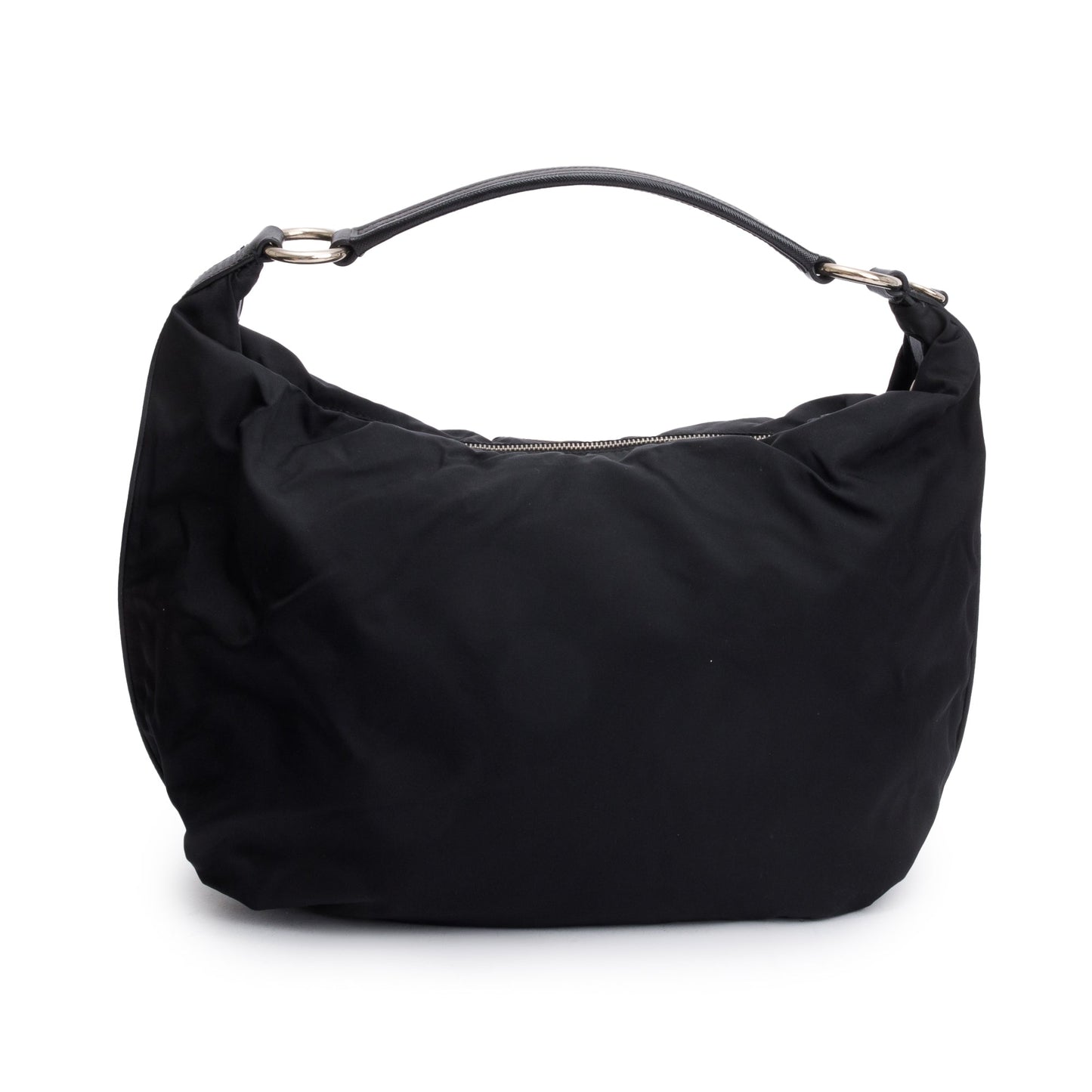 Prada Black Saffiano Leather-Trimmed Tessuto Nylon Hobo Bag