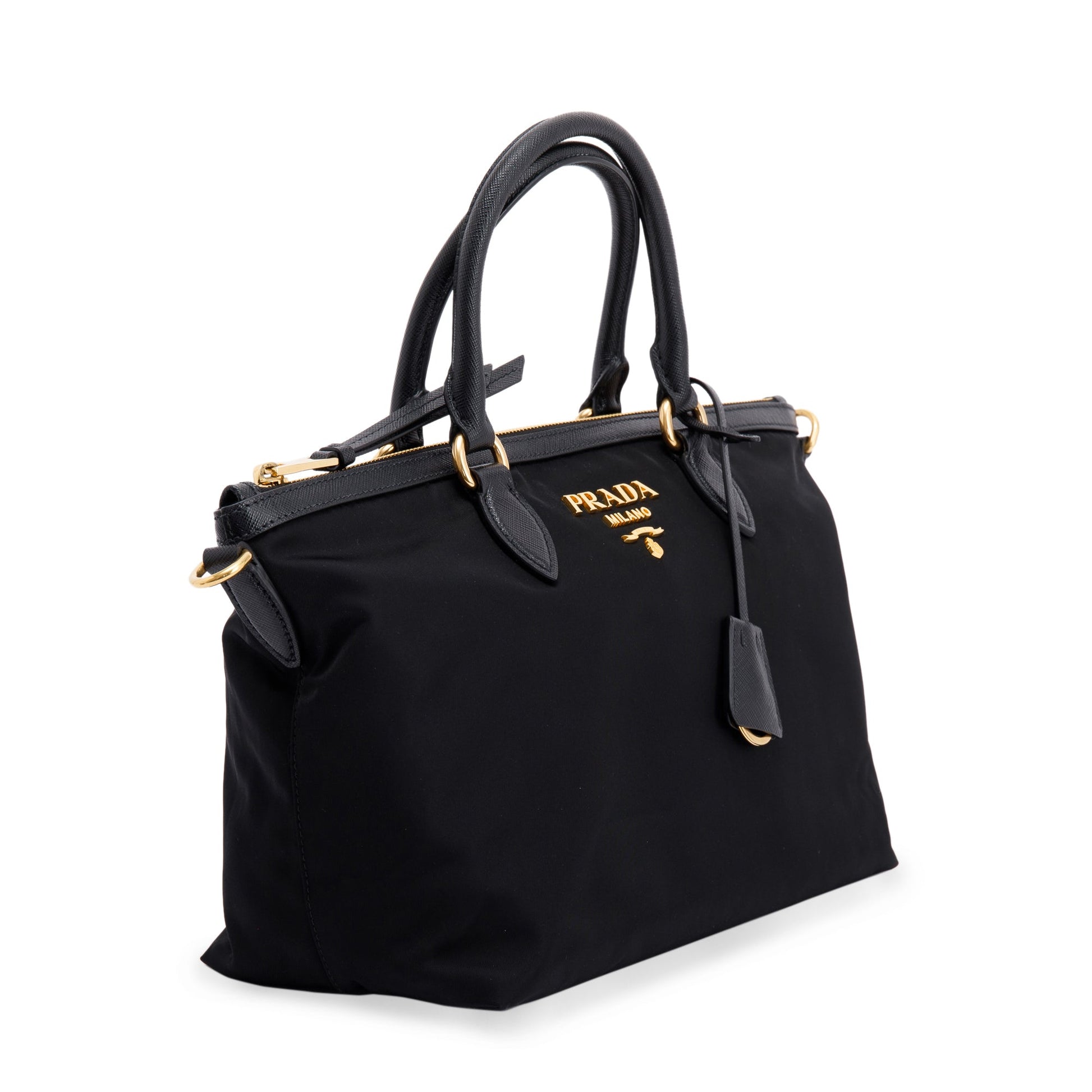 Prada Black Saffiano-Trimmed Tote