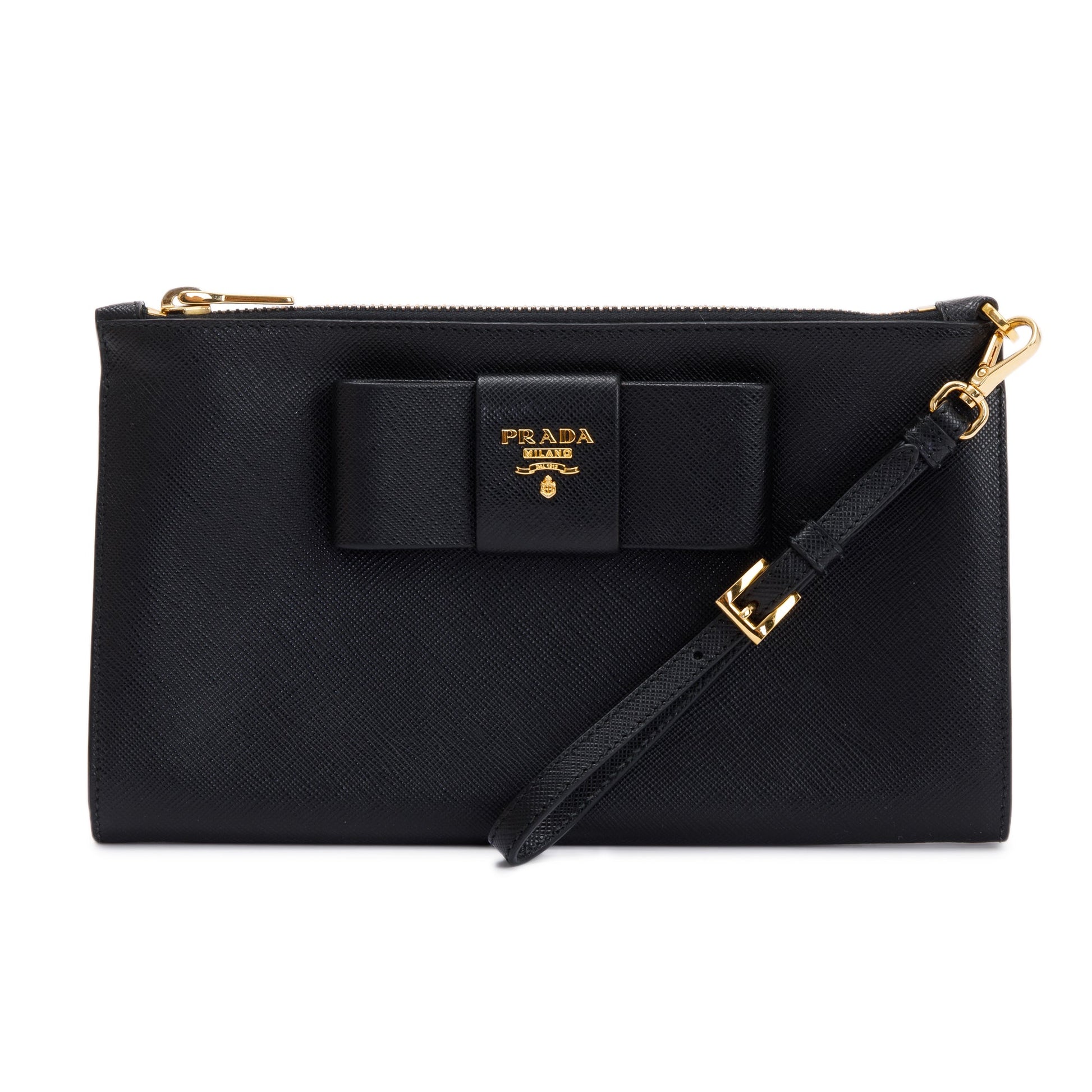 Prada Black Saffiano Wristlet Clutch