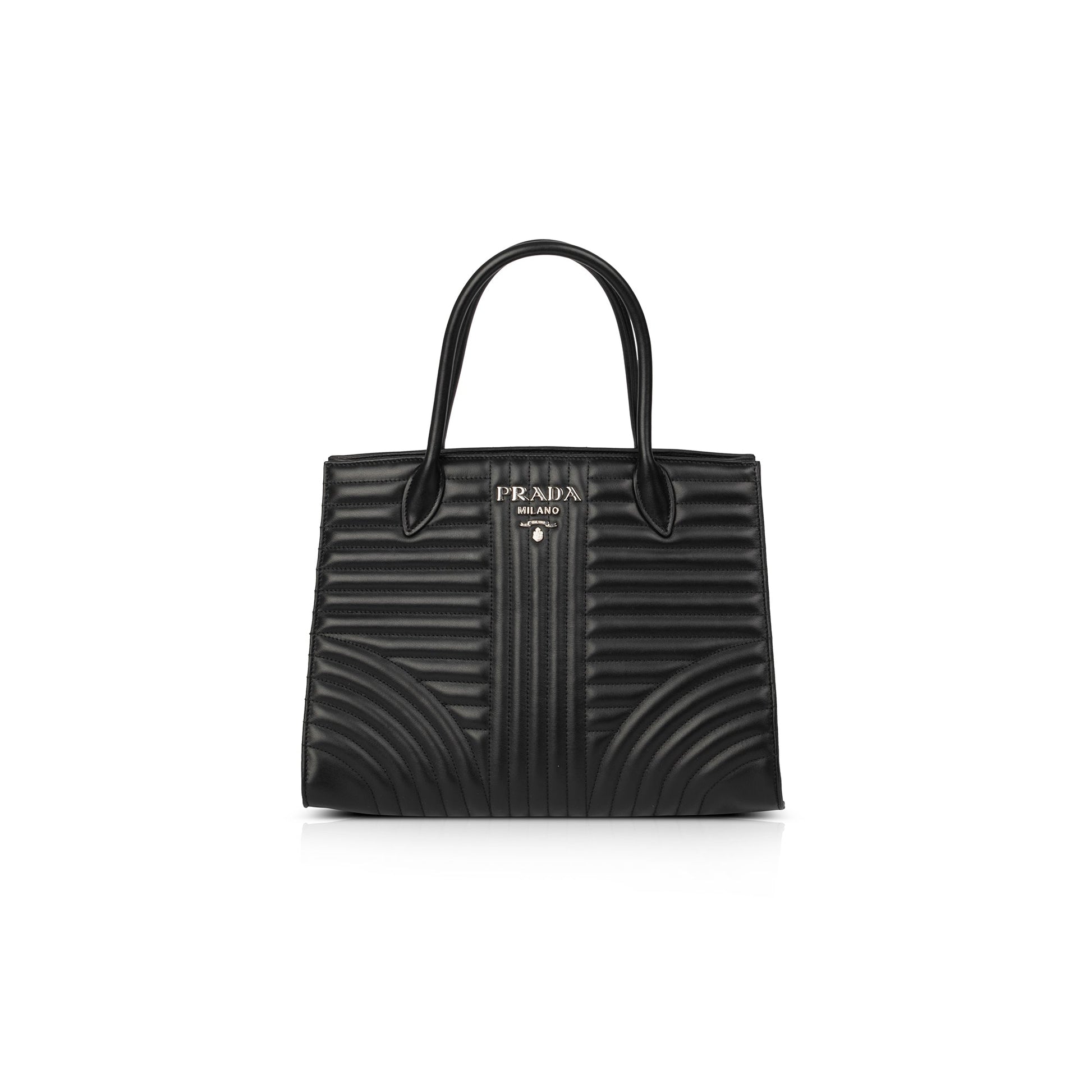 Prada Black Soft Calf Impunture Diagramme Tote