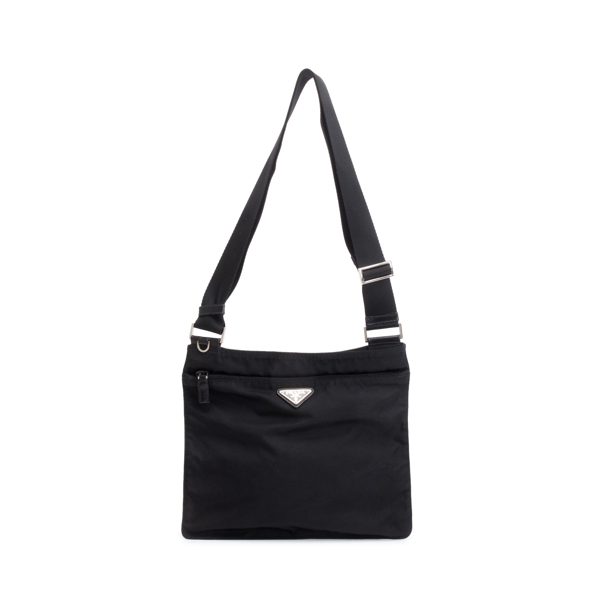 Prada Black Tessuto Nylon Vela Flat Messenger Bag