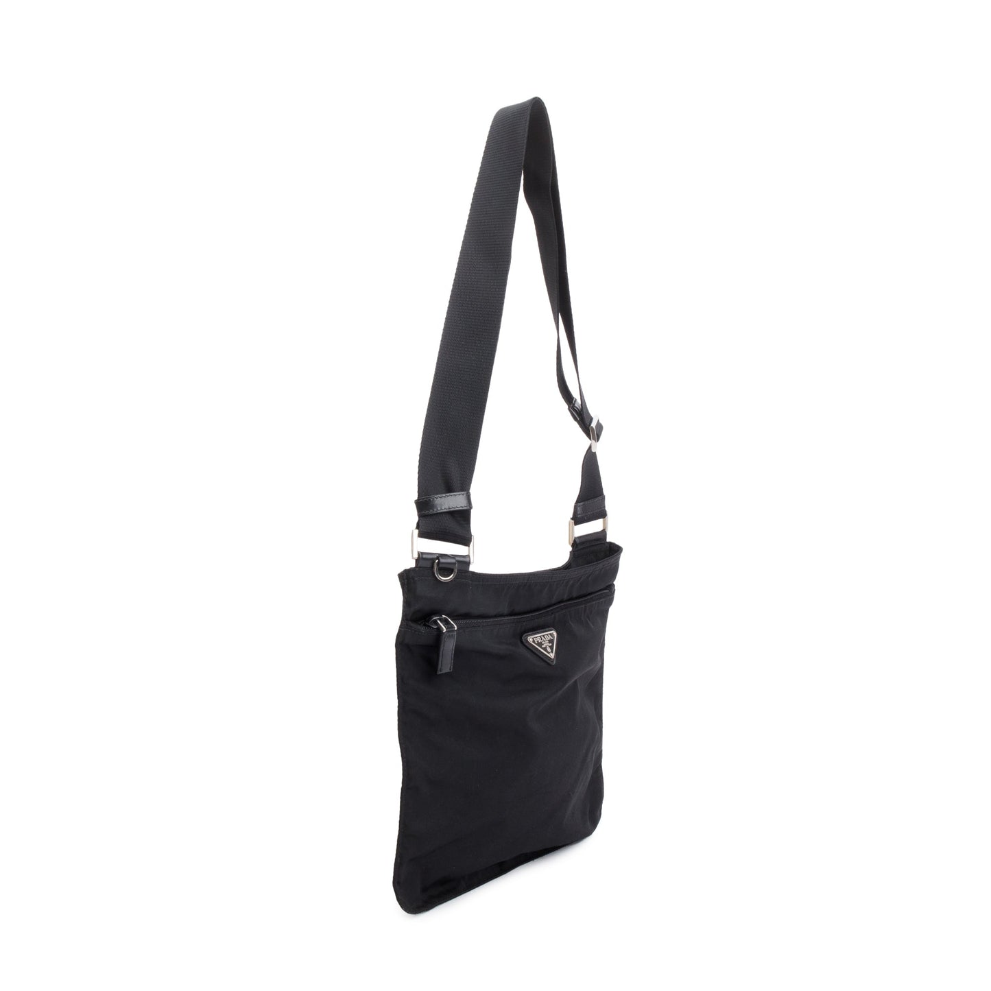 Prada Black Tessuto Nylon Vela Flat Messenger Bag