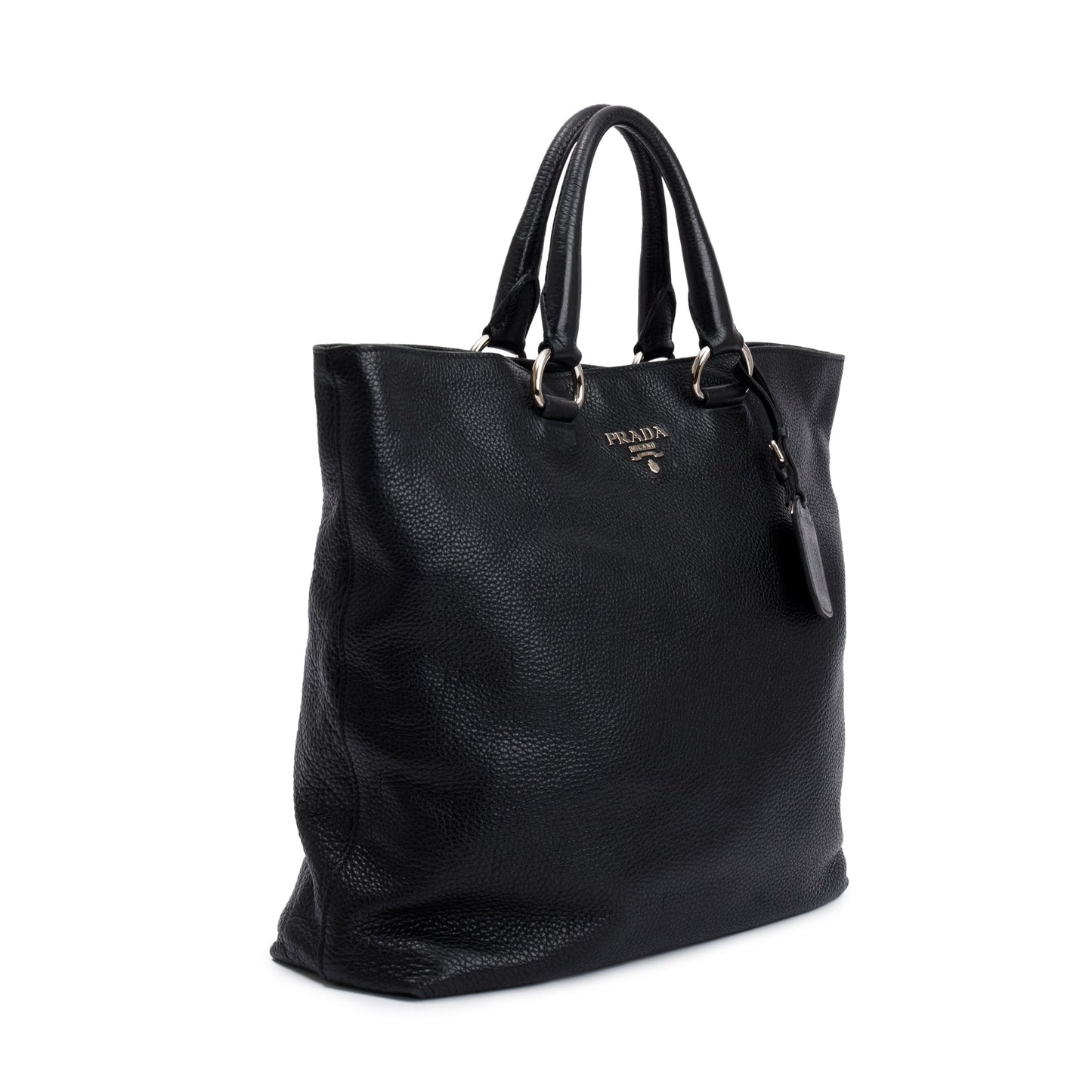 Prada Black Vitello Daino Leather Large Shopping Tote