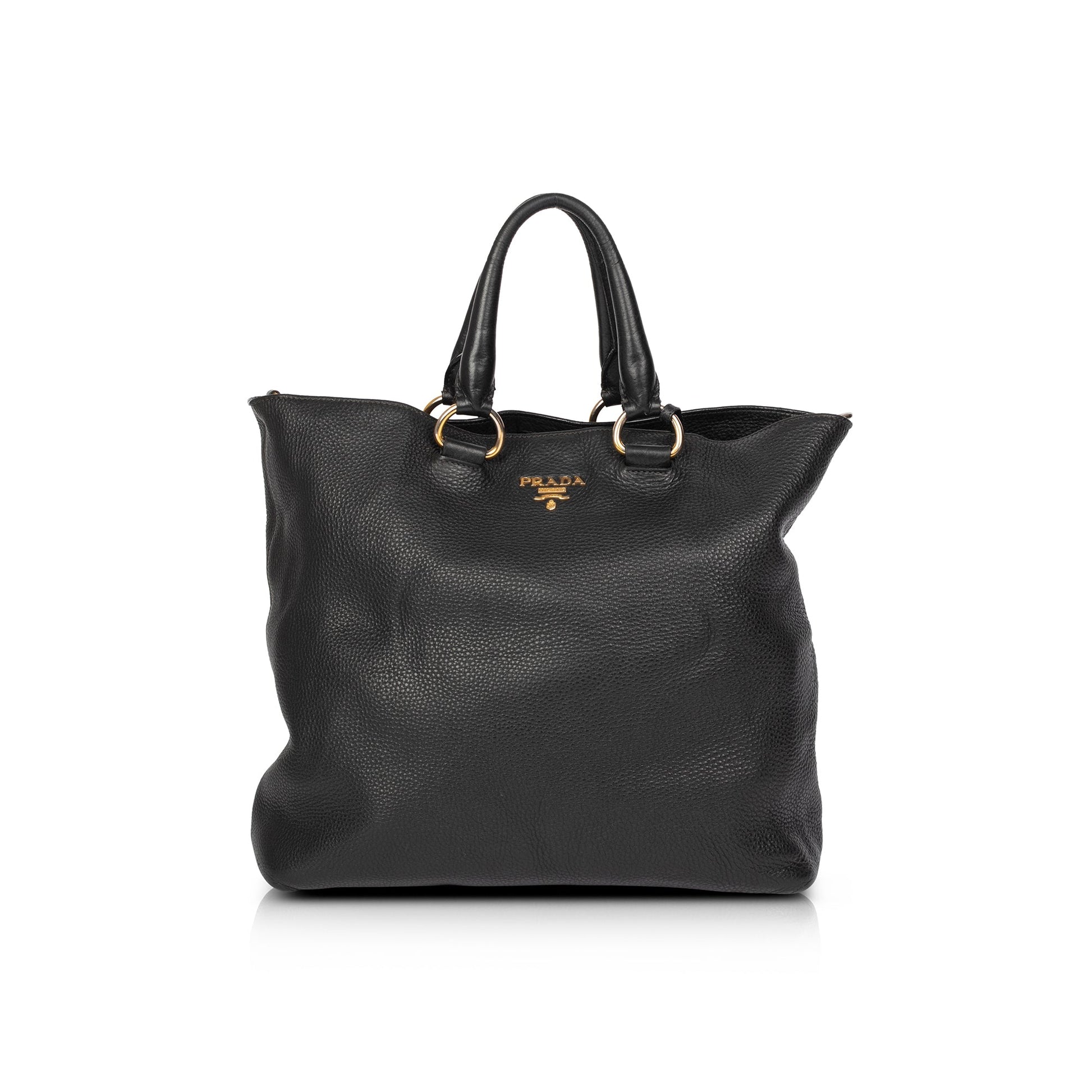 Prada Black Vitello Daino Shopping Tote