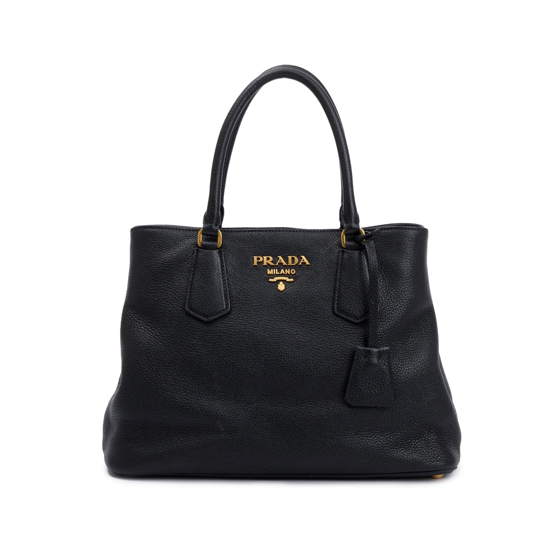Prada Black Vitello Phenix Convertible Tote