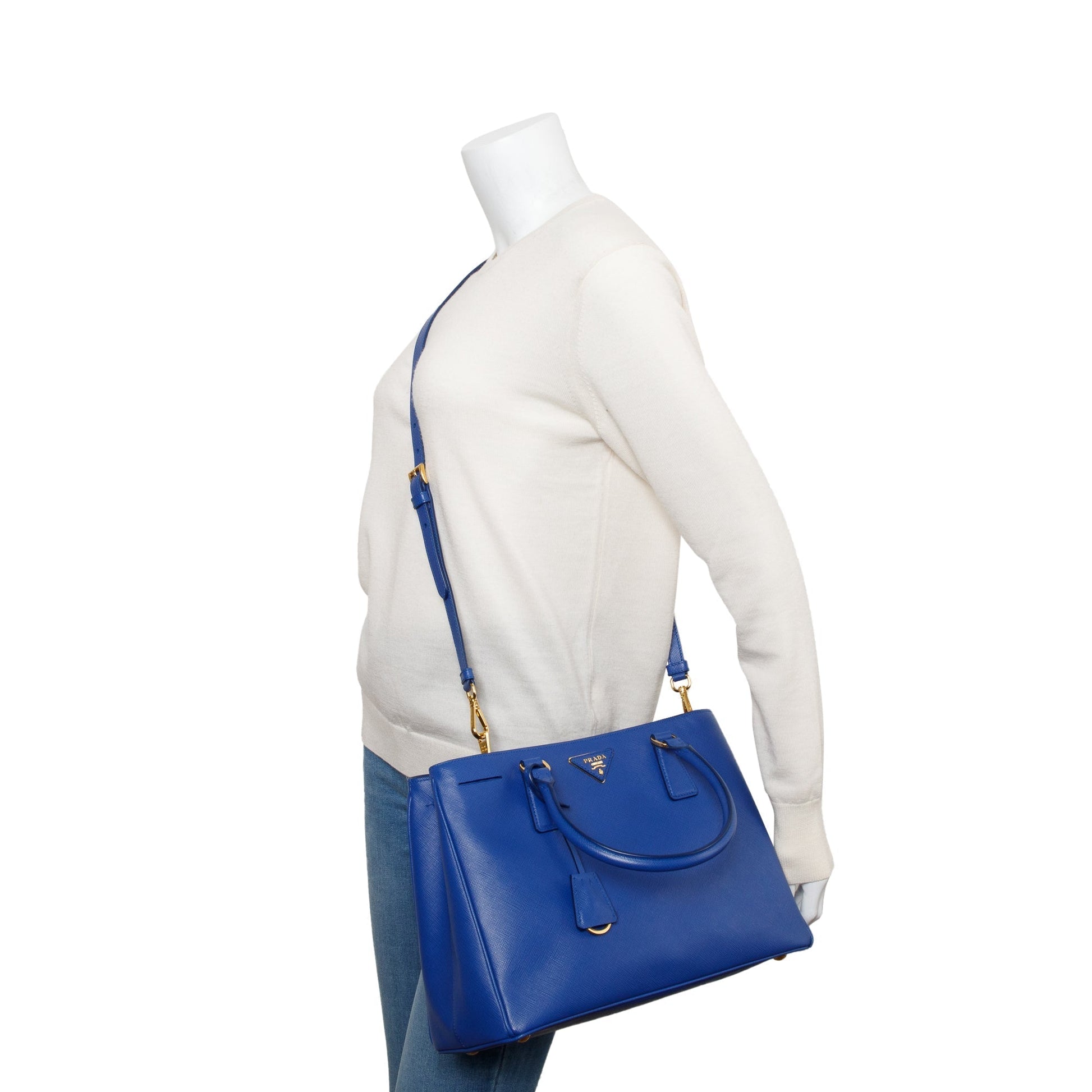 Prada Blue Saffiano Lux Medium Galleria Zip Tote