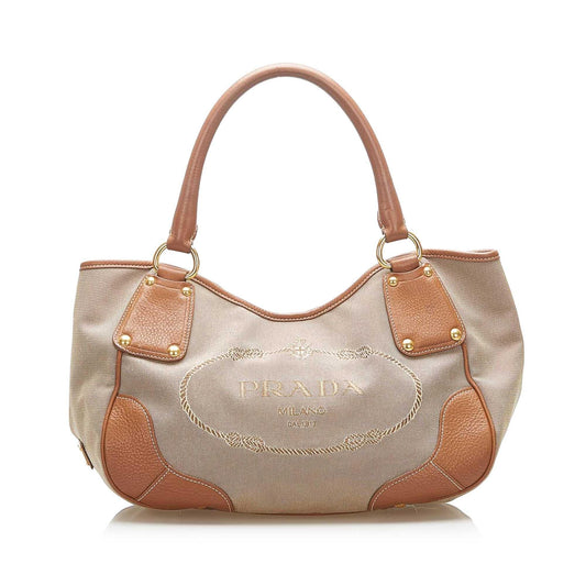 Prada Canapa Logo Canvas Tote Bag ( )