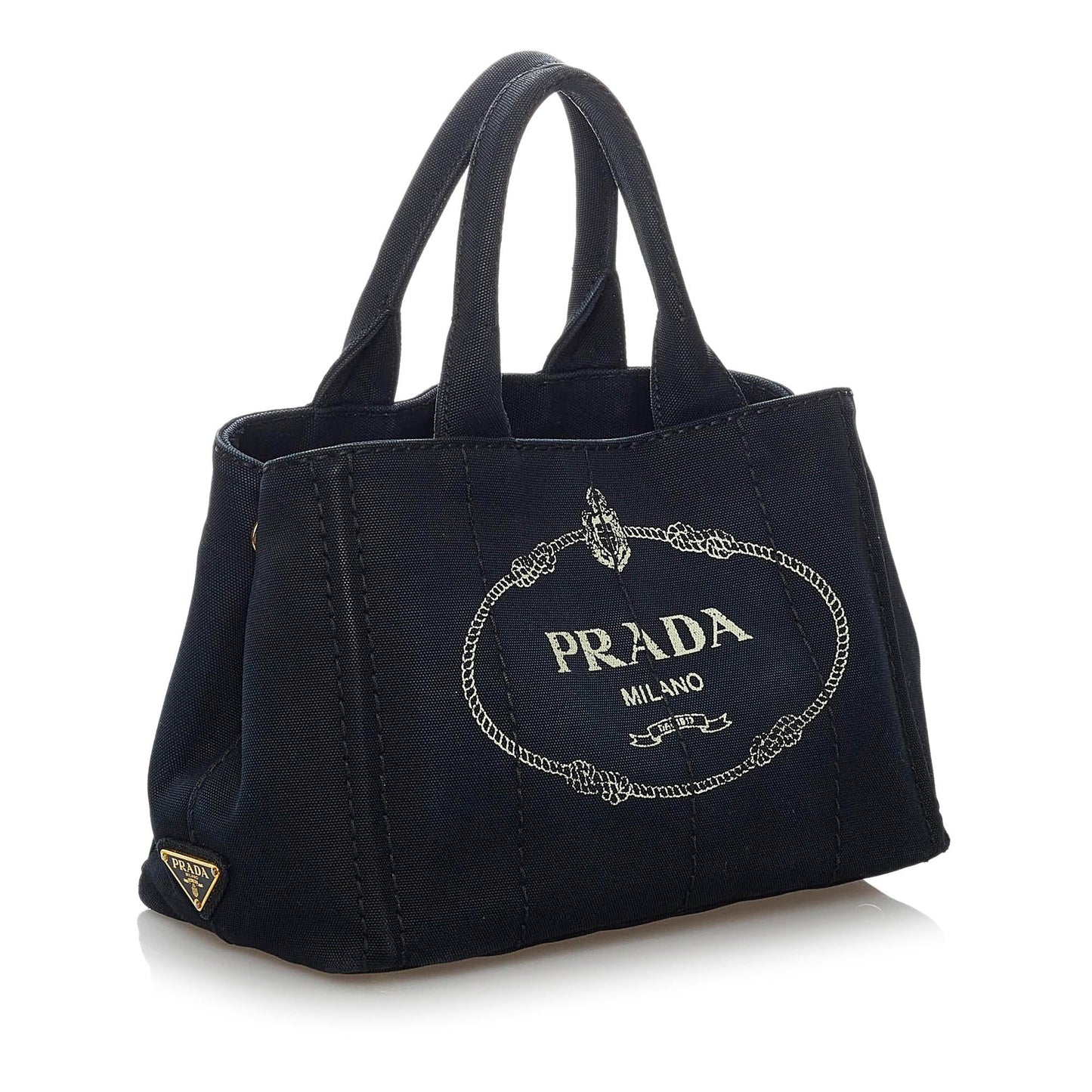Prada Canapa Logo Denim Satchel (SHG-29950)