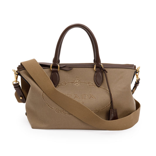 Prada Canapa Logo Jacquard Tote