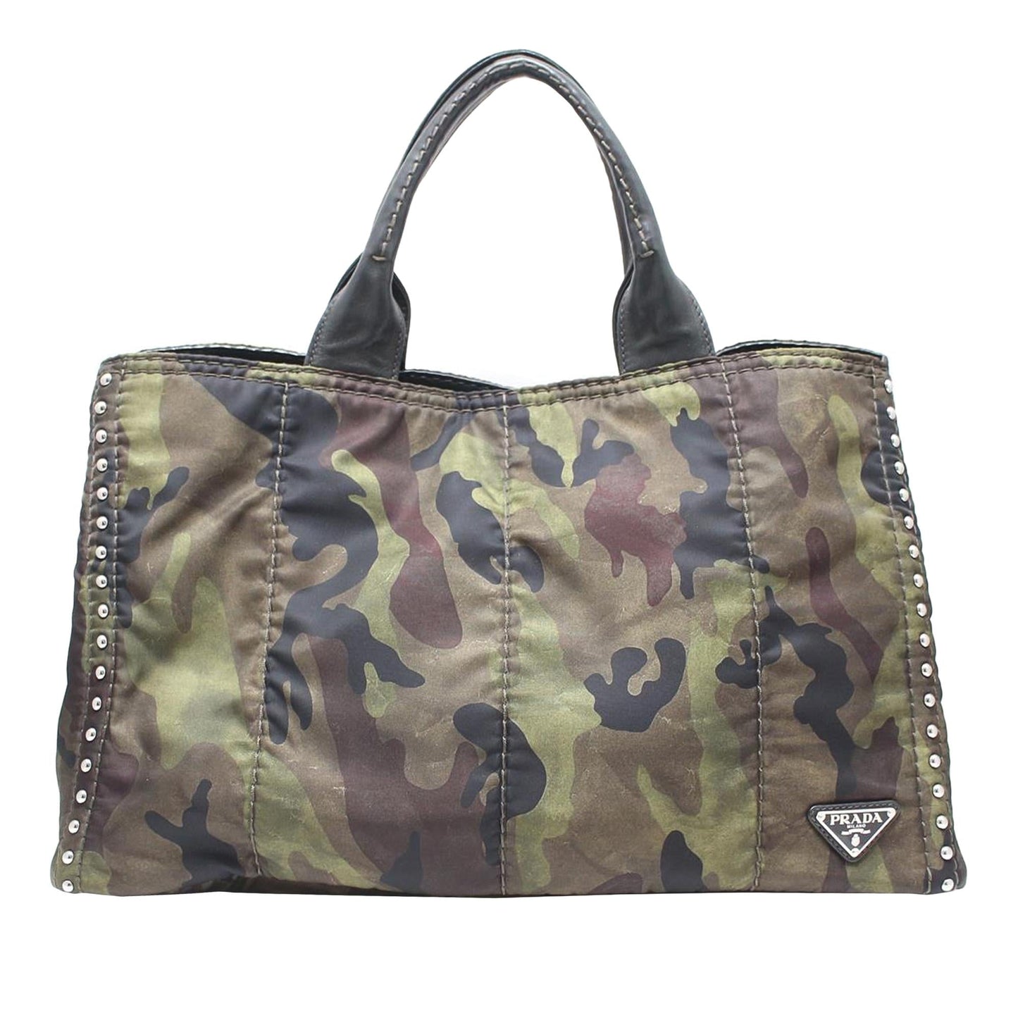 Prada Canapa Studded Camouflage Tote (SHG-GSj4ov)