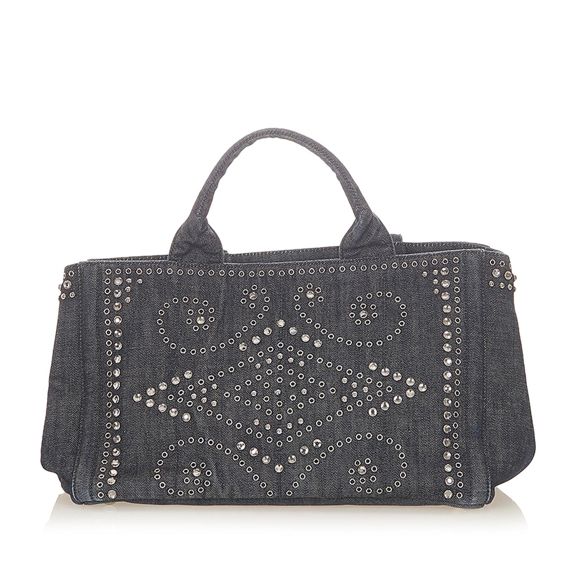 Prada Canapa Studded Tote Bag ( )