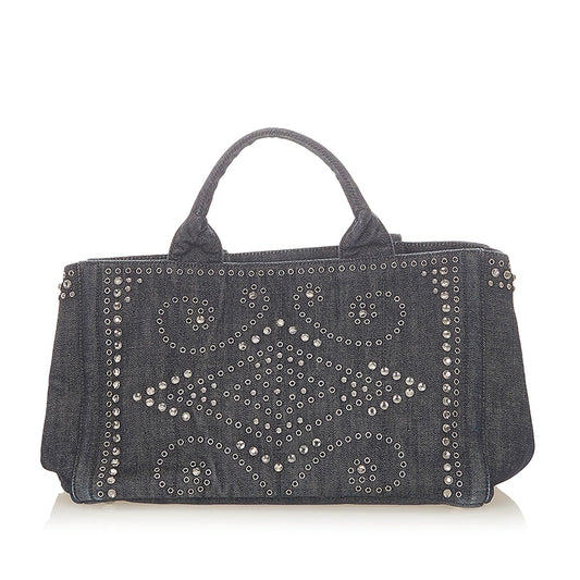 Prada Canapa Studded Tote Bag ( )