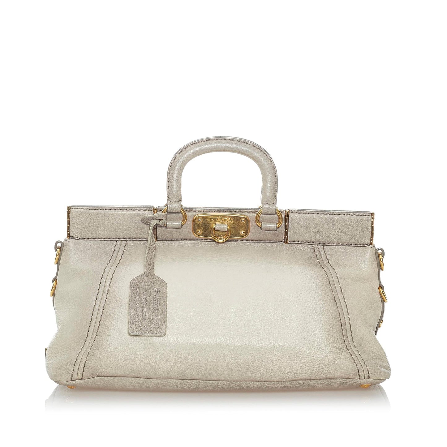 Prada Cervo Antik Frame Leather Satchel (SHG-32425)