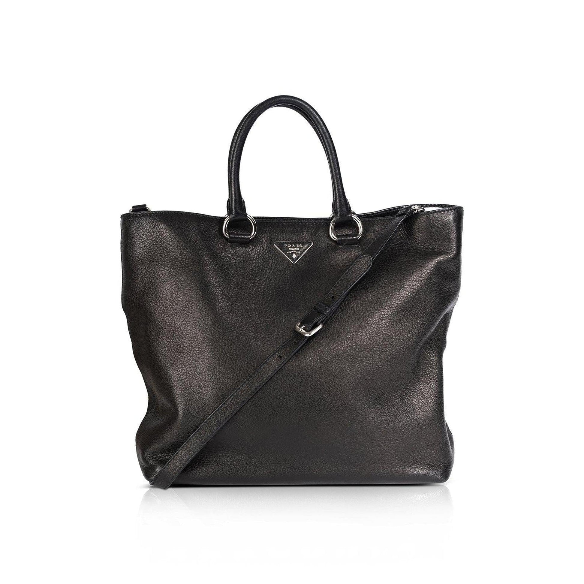 Prada Cervo Leather Shopping Tote