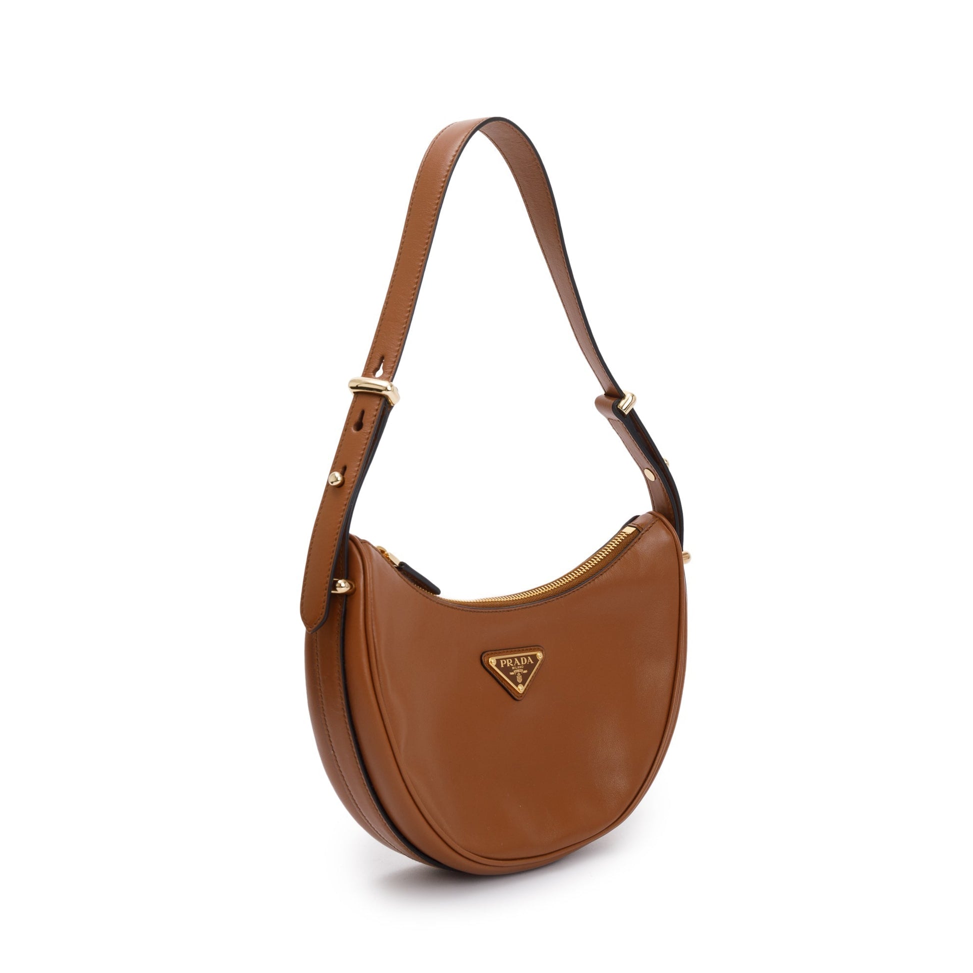 Prada Cognac Nappa Leather Arque Shoulder Bag