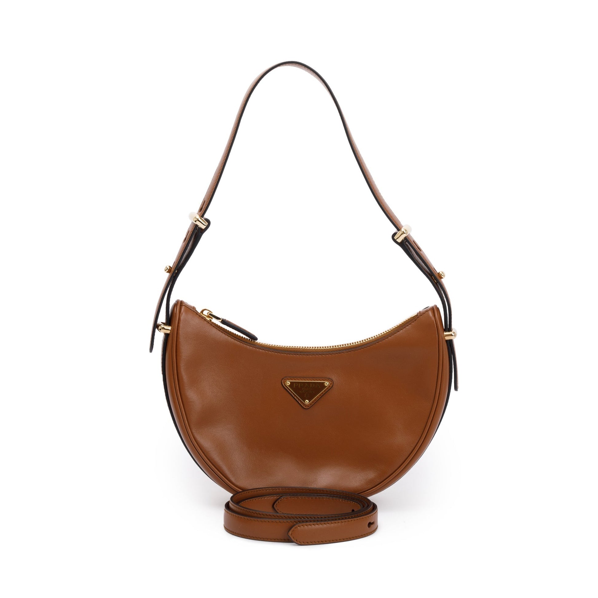 Prada Cognac Nappa Leather Arque Shoulder Bag