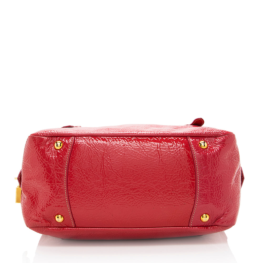 Prada Crinkled Patent Leather Satchel - FINAL (SHF-17678)
