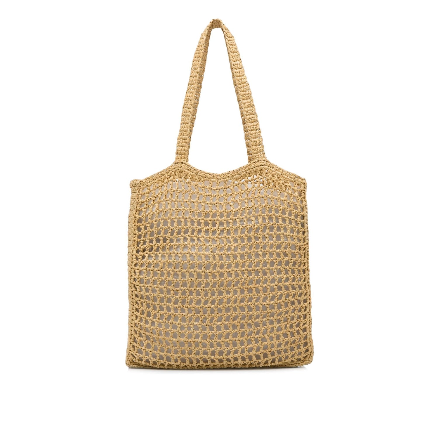 Prada Crochet Raffia Logo Tote (SHG-1YPyMA)