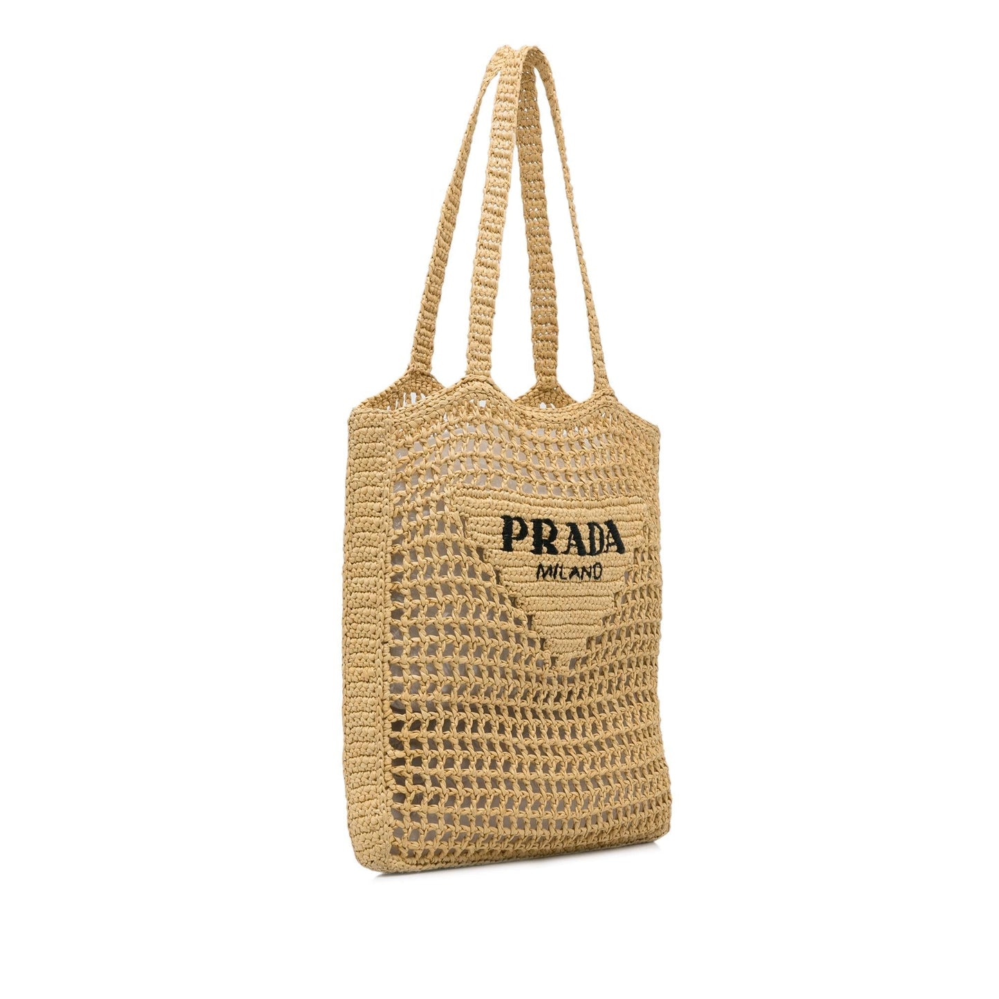 Prada Crochet Raffia Logo Tote (SHG-1YPyMA)