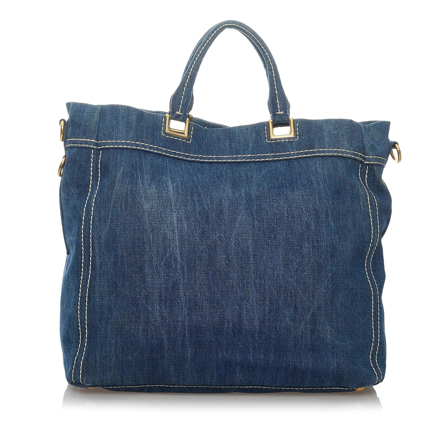 Prada Denim Logo Shopping Satchel (SHG-30000)