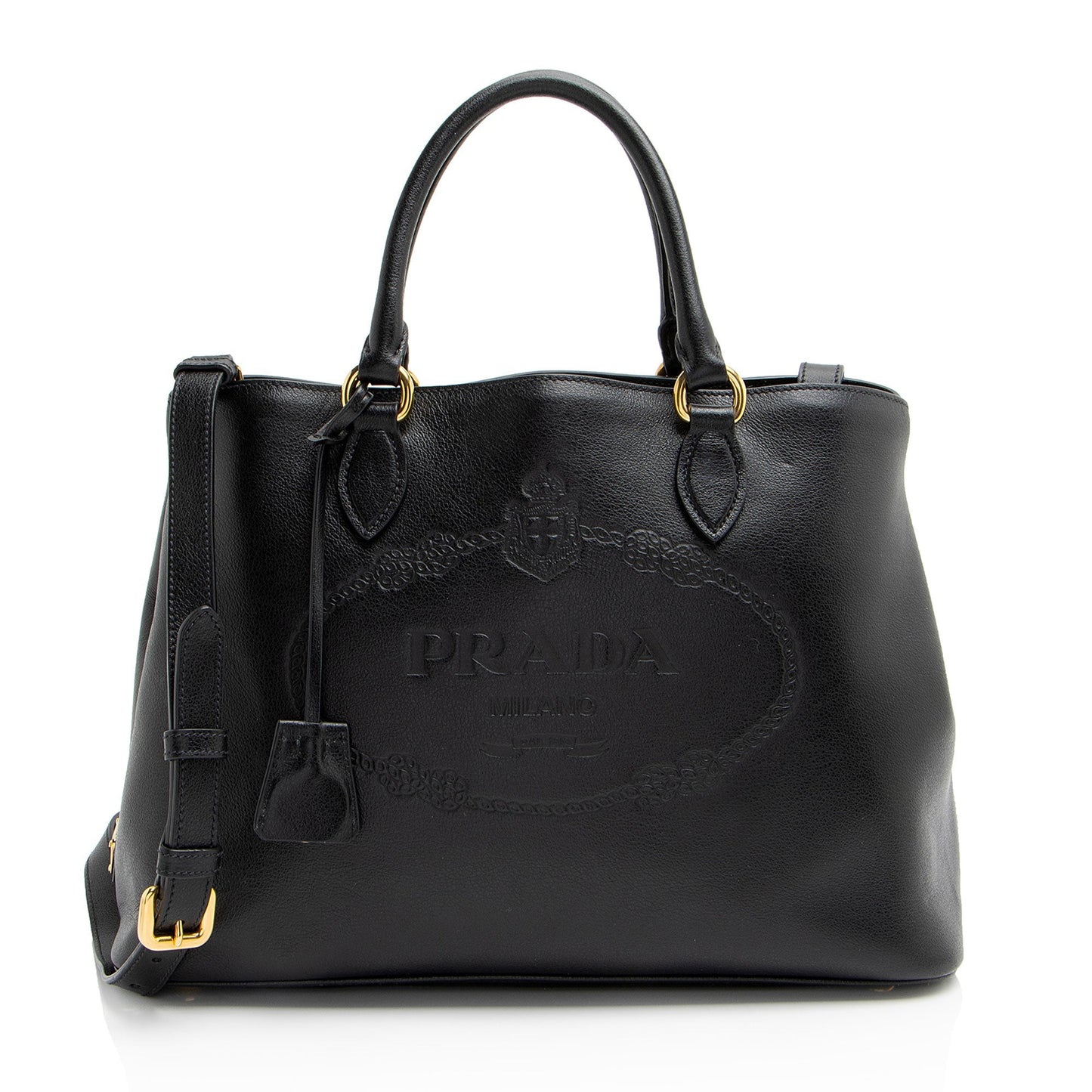 Prada Glace Calf Logo Tote
